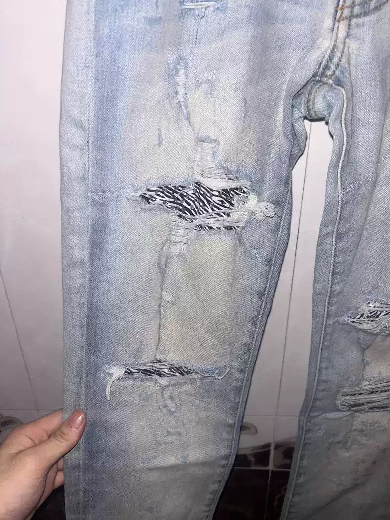 Amiri zebra print diamond glitter tight jeans