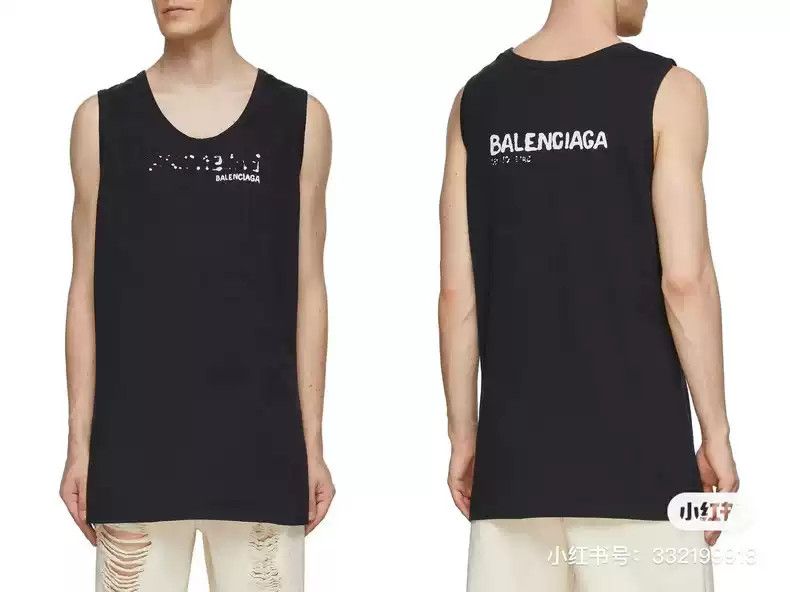 Balenciaga Balenciaga Black Embroidered Logo Tank Top with