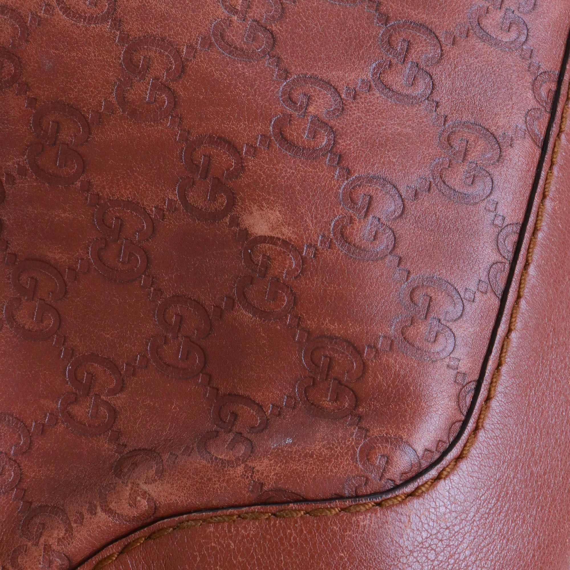 Gucci GUCCI - Gucci shoulder bag in vintage brown embossed leather Size ONE SIZE - 5 Thumbnail