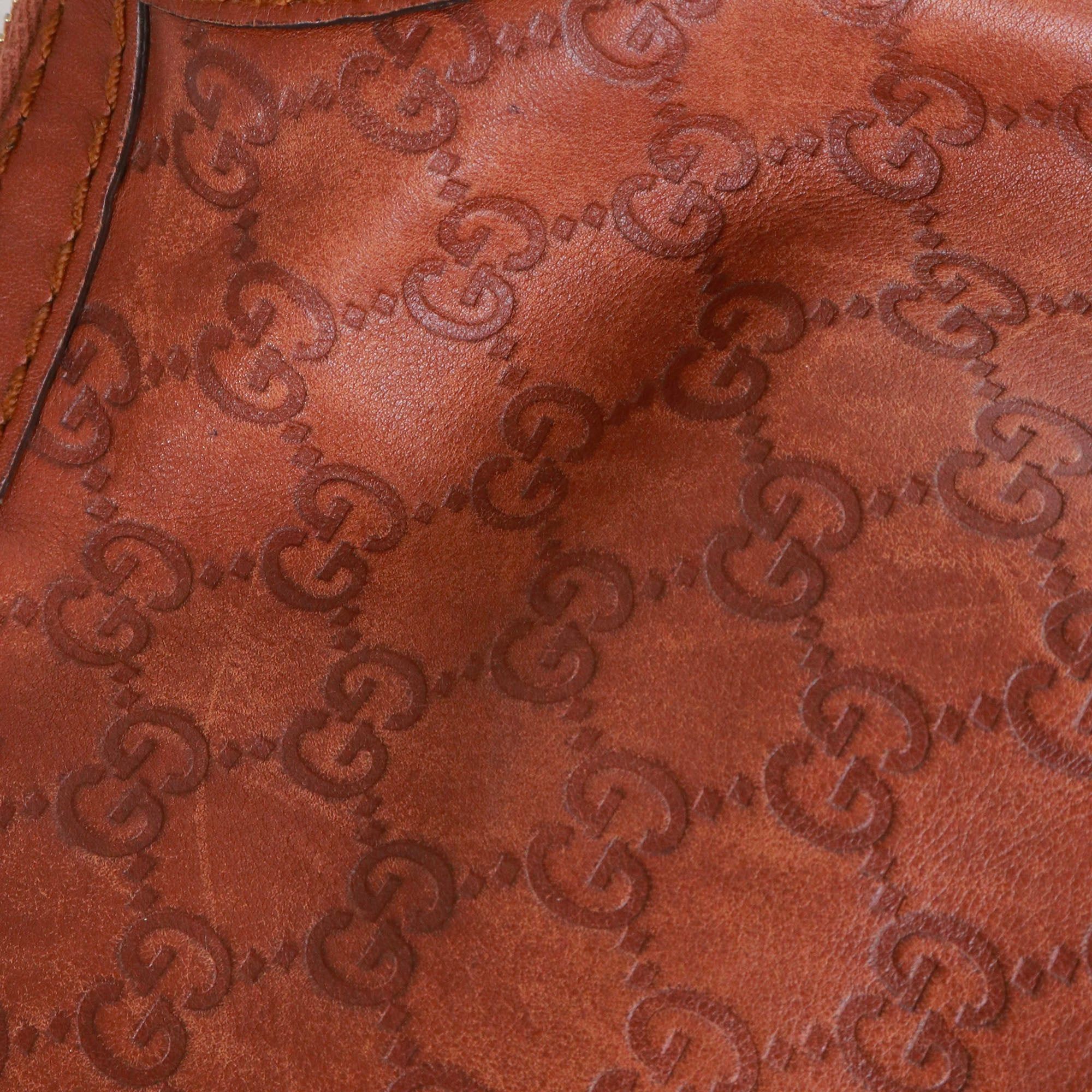 Gucci GUCCI - Gucci shoulder bag in vintage brown embossed leather Size ONE SIZE - 6 Thumbnail