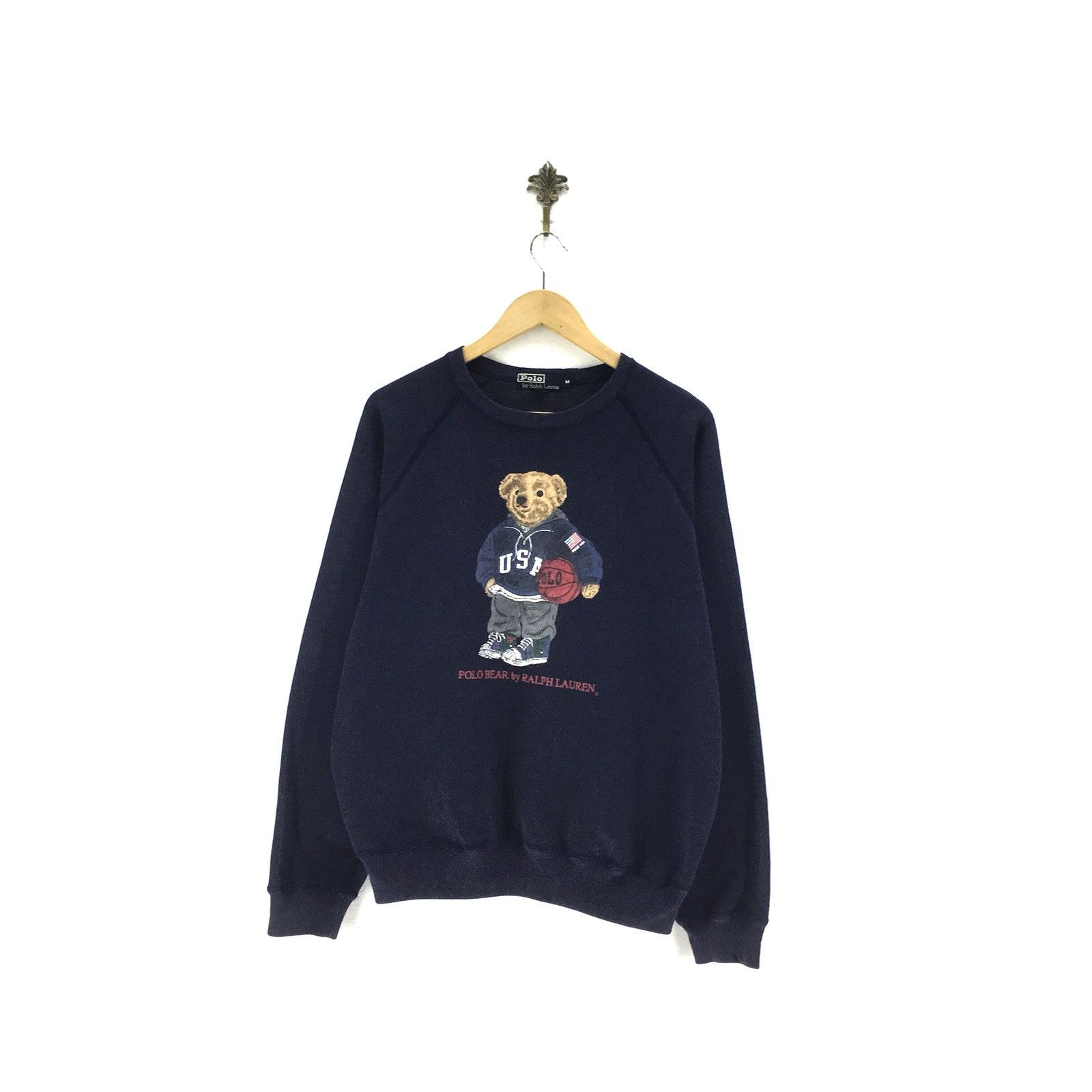 Vintage Polo Bear By Ralph Lauren Crew Neck Sweatshirts Big Logo SpellOut Prints Jumper Pullover Sportswear Streetwear Activewear