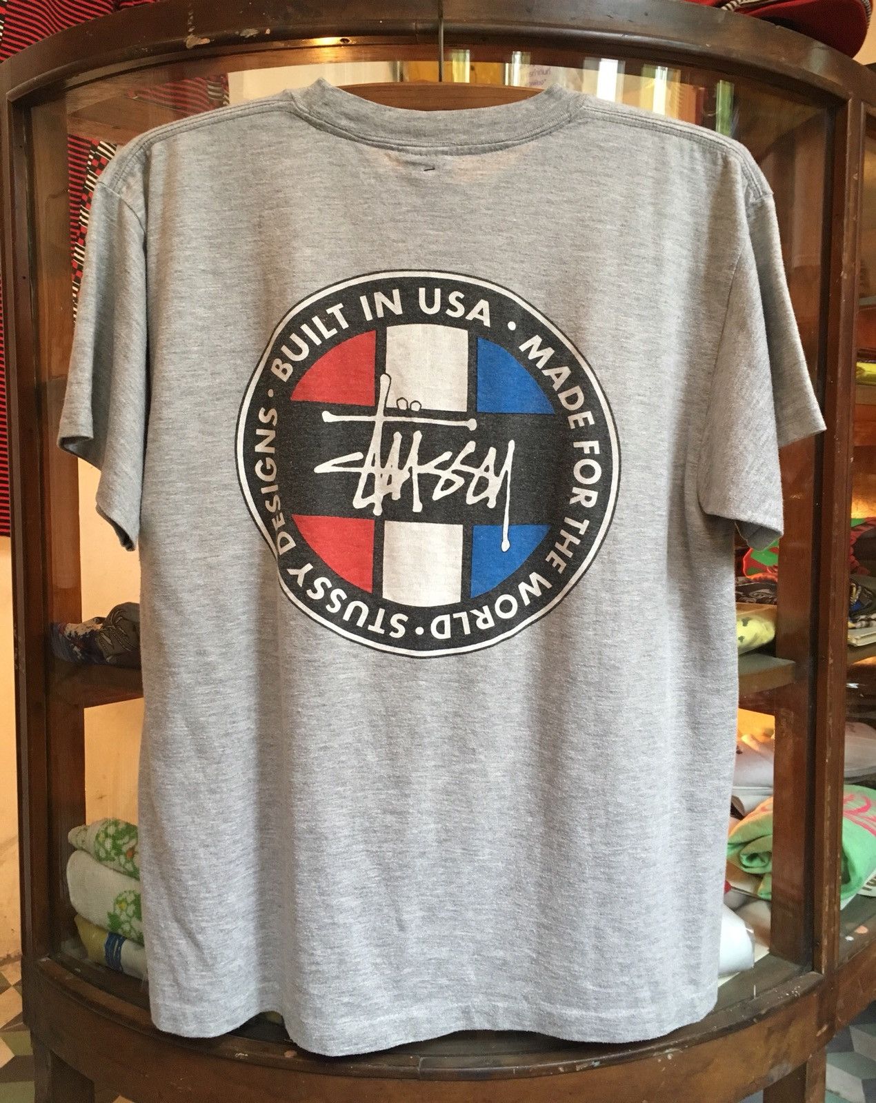Stussy T-Shirt Mens Medium Gray Vintage Single Stitch USA Made 80s 90s 8  Ball