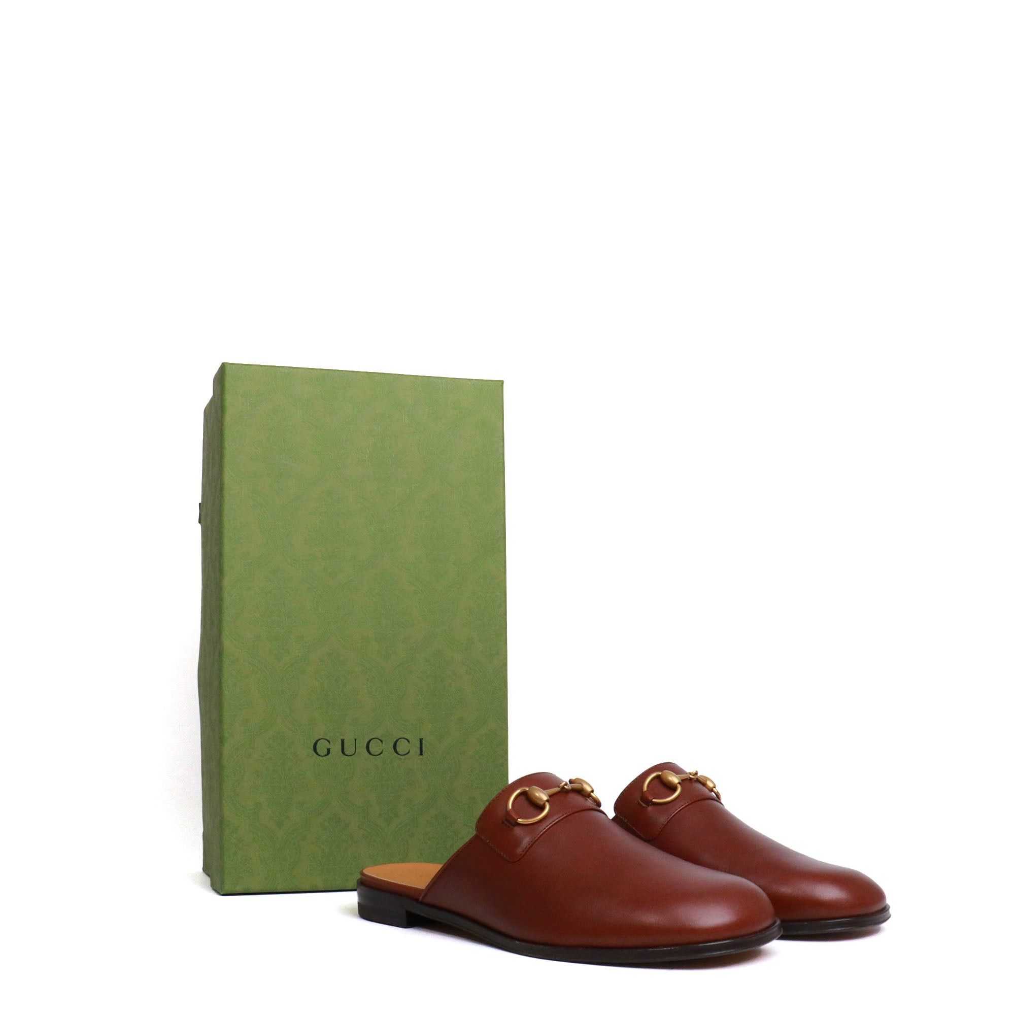 Gucci GUCCI - Gucci Mors mules in brown smooth leather (T42) Size US 11 / IT 41 - 9 Thumbnail