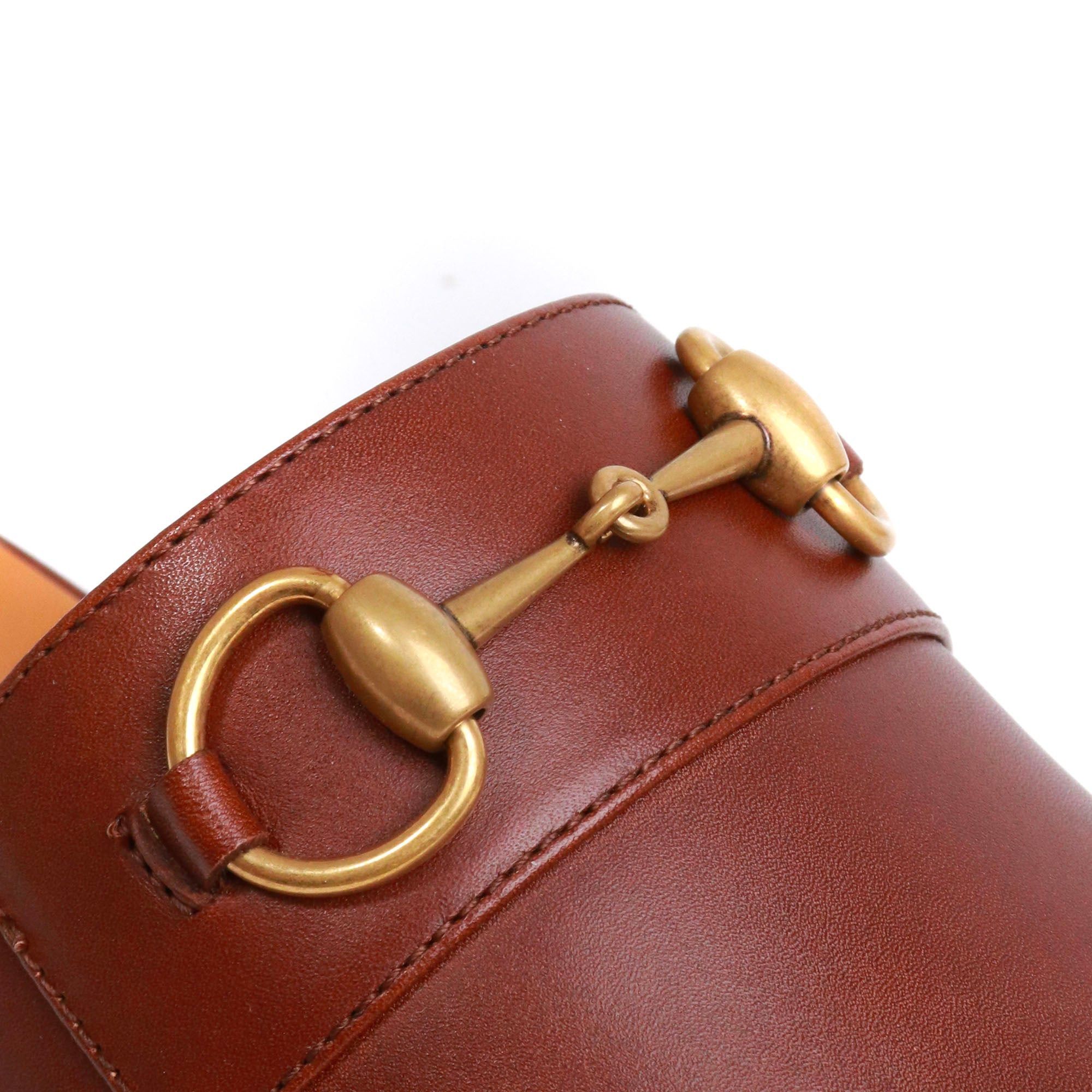 Gucci GUCCI - Gucci Mors mules in brown smooth leather (T42) Size US 11 / IT 41 - 4 Thumbnail