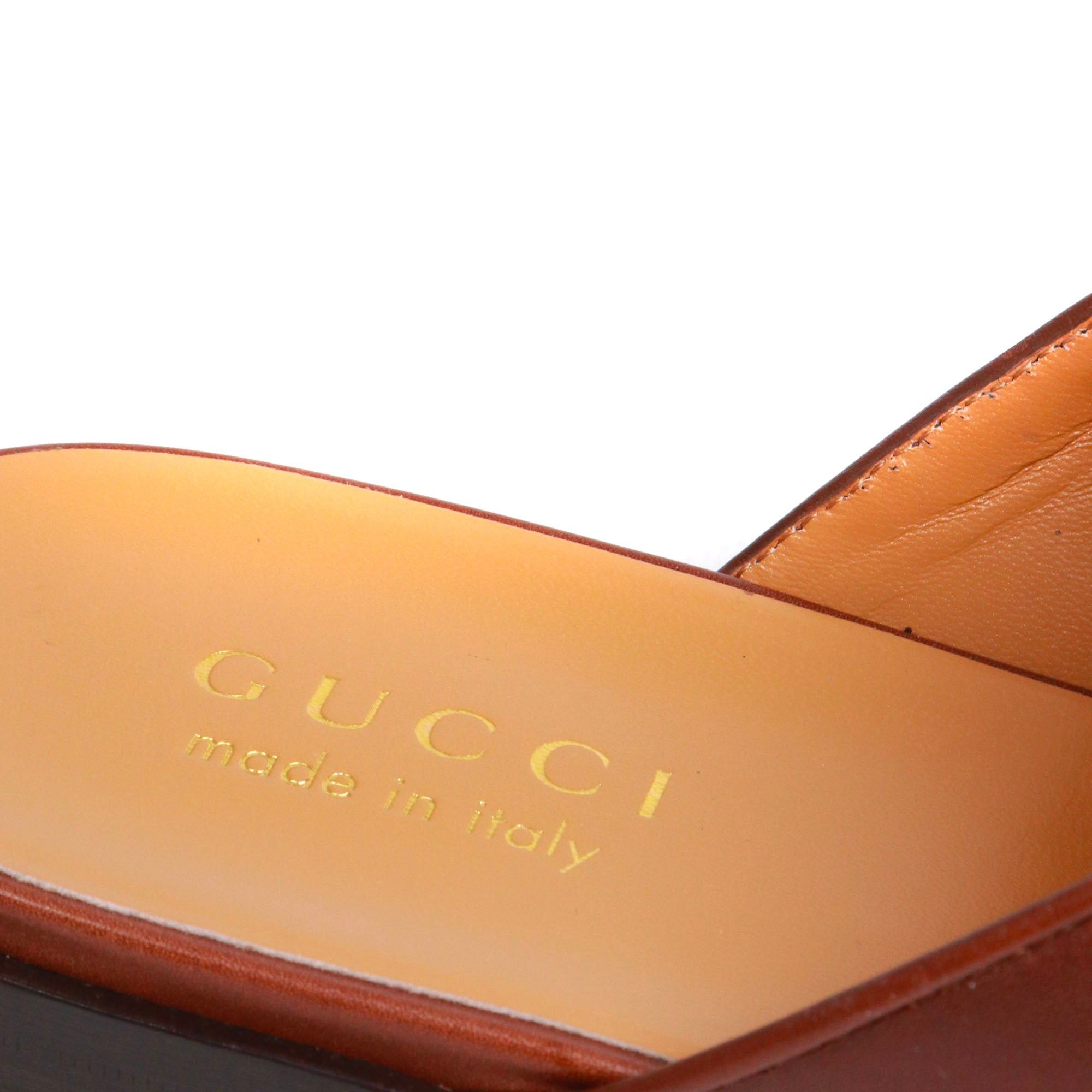 Gucci GUCCI - Gucci Mors mules in brown smooth leather (T42) Size US 11 / IT 41 - 6 Thumbnail