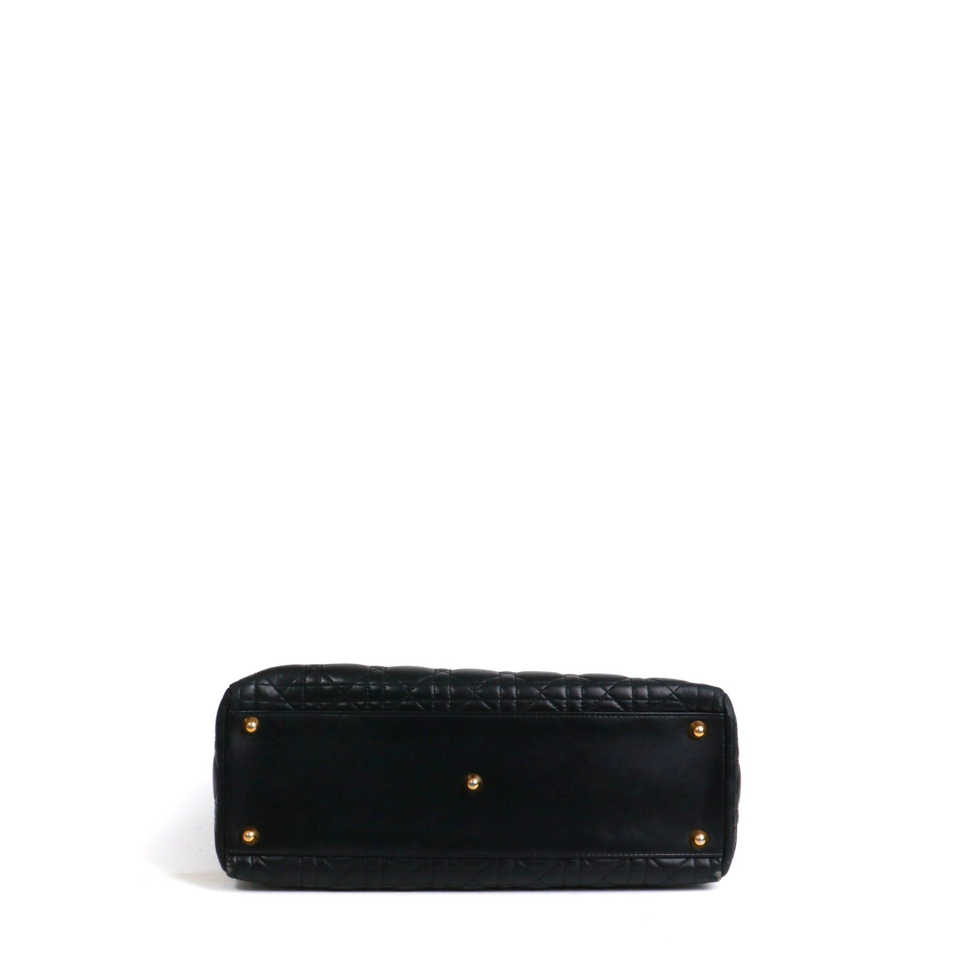 Dior DIOR - Large Lady Dior handbag in black quilted leather Size ONE SIZE - 4 Thumbnail