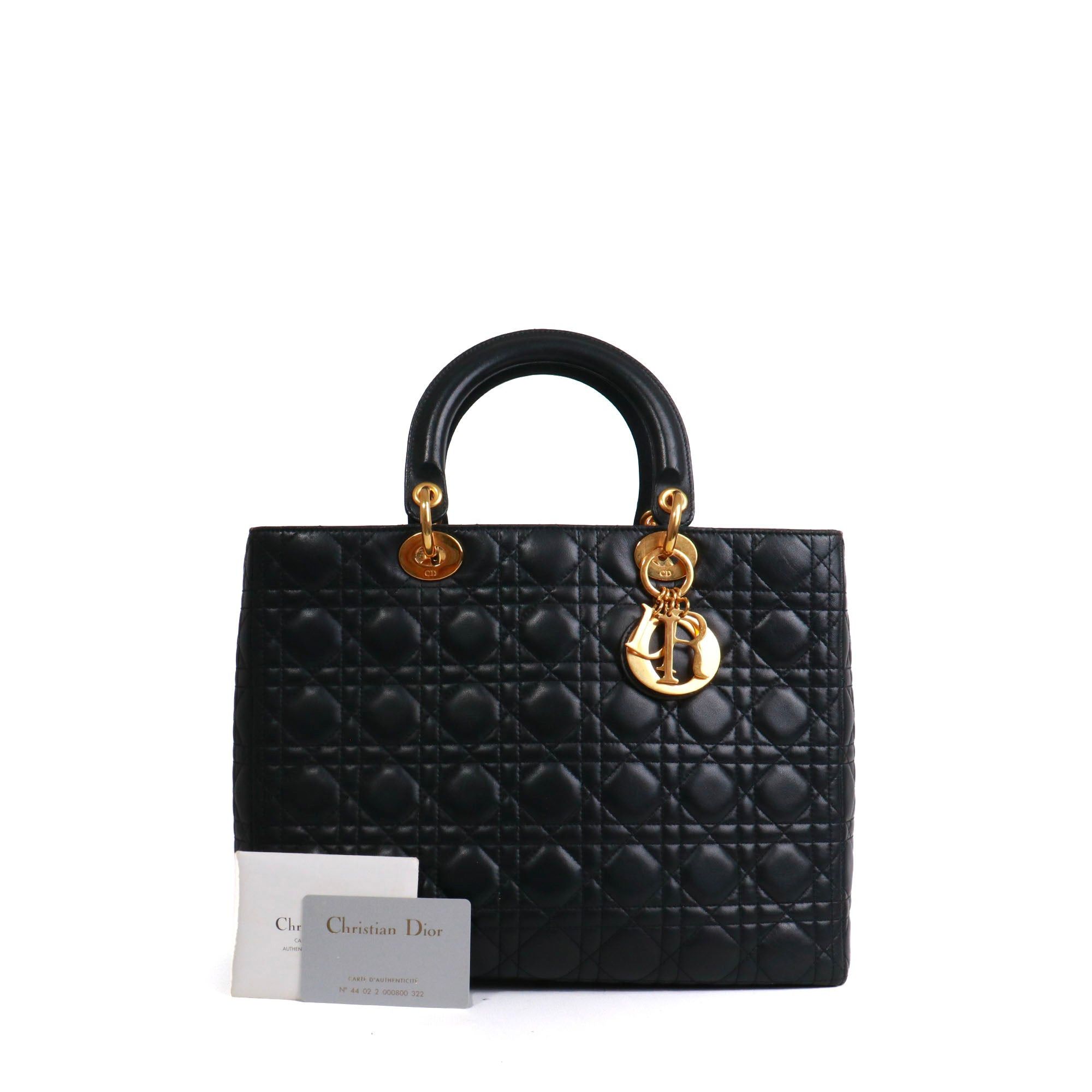 Dior DIOR - Large Lady Dior handbag in black quilted leather Size ONE SIZE - 13 Thumbnail