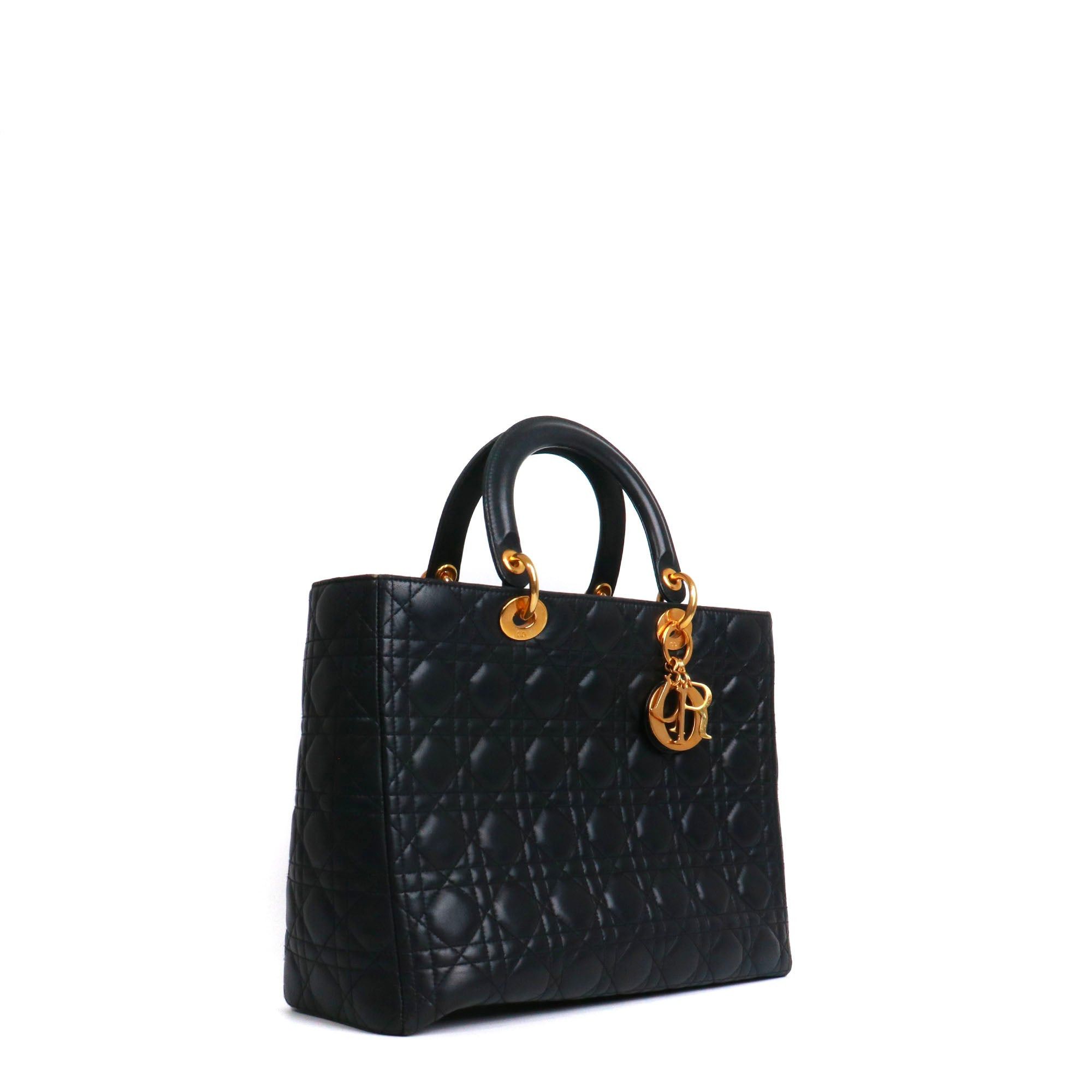 Dior DIOR - Large Lady Dior handbag in black quilted leather Size ONE SIZE - 2 Thumbnail