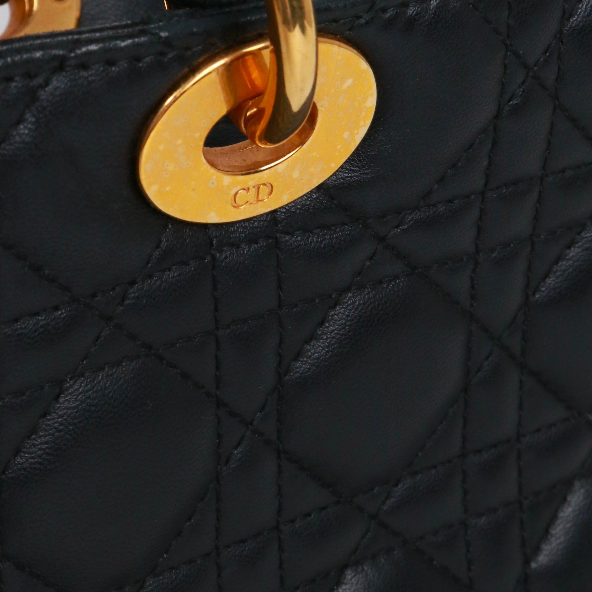 Dior DIOR - Large Lady Dior handbag in black quilted leather Size ONE SIZE - 6 Thumbnail