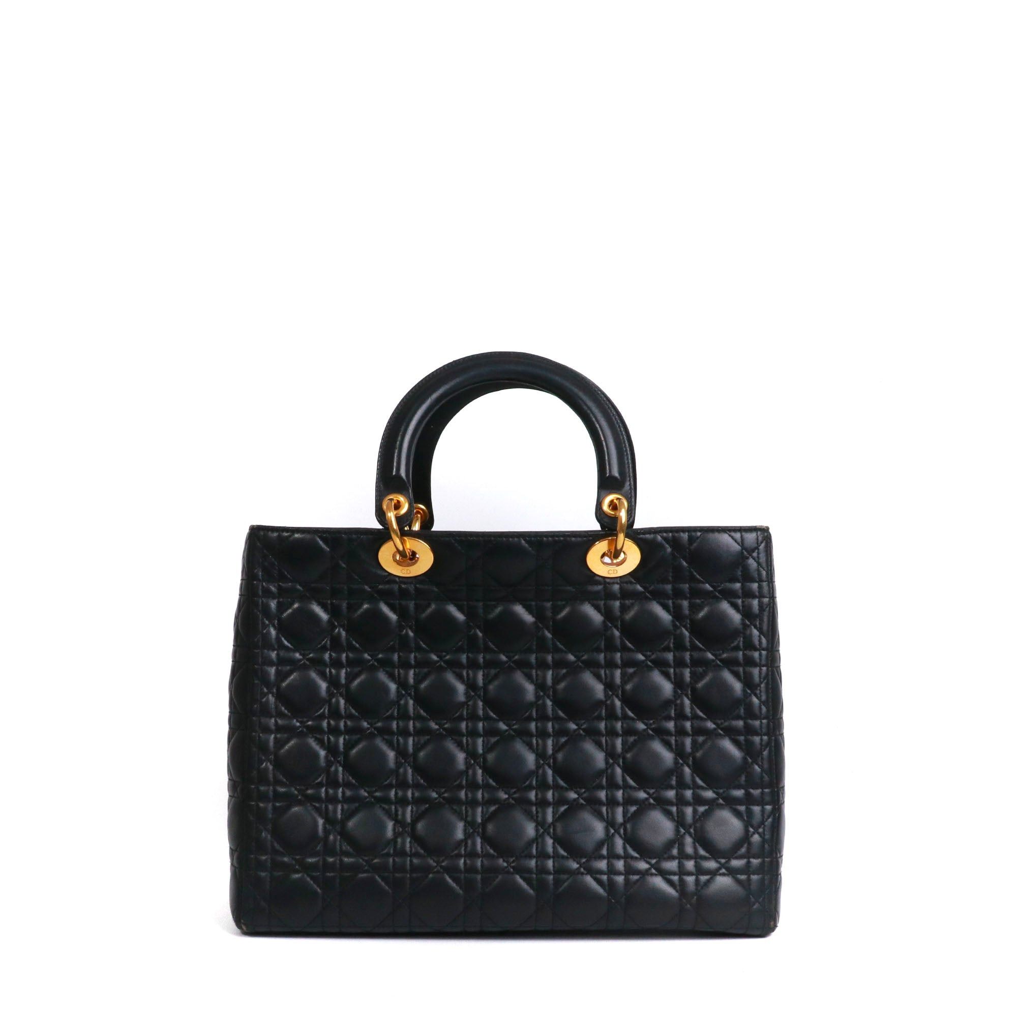 Dior DIOR - Large Lady Dior handbag in black quilted leather Size ONE SIZE - 3 Thumbnail