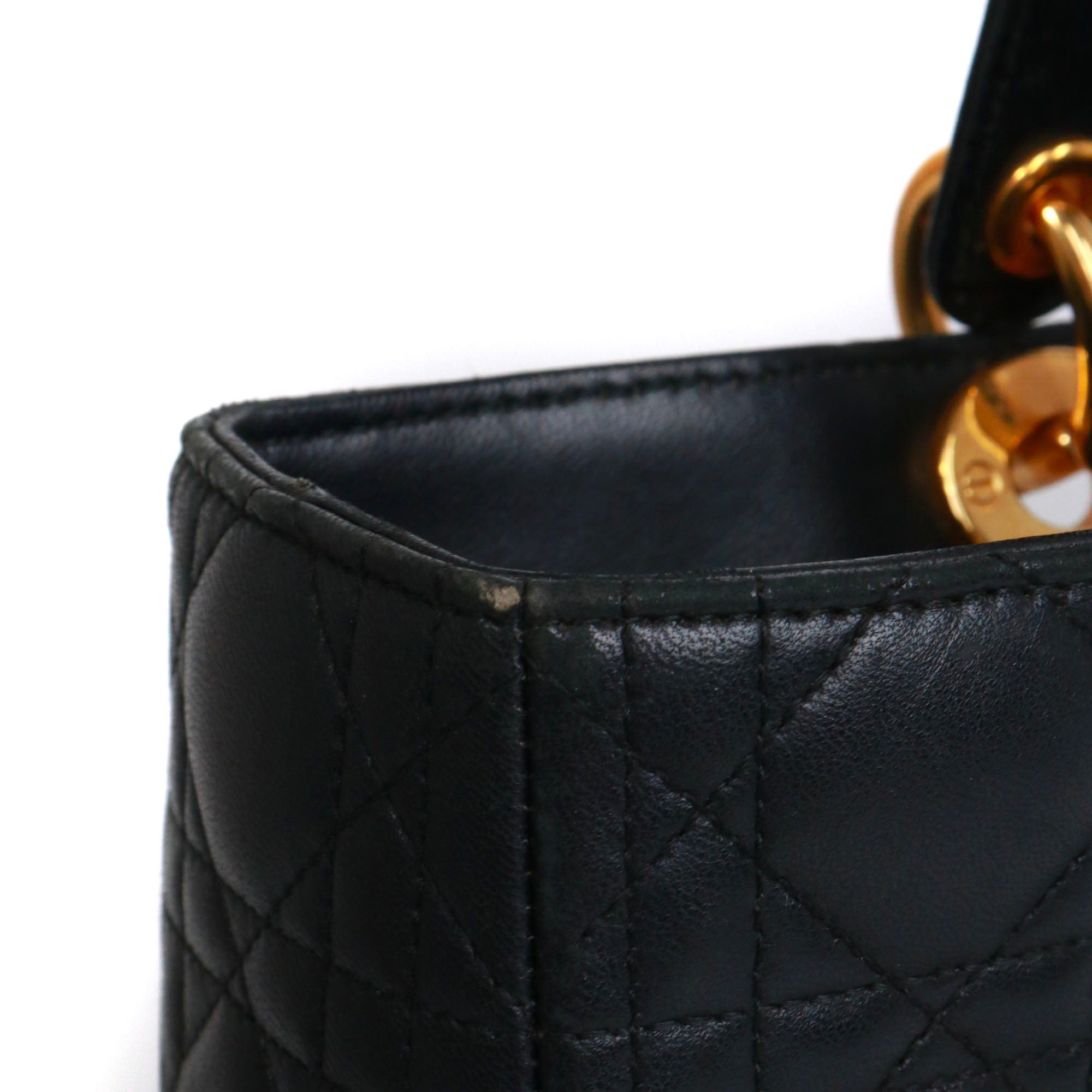 Dior DIOR - Large Lady Dior handbag in black quilted leather Size ONE SIZE - 7 Thumbnail