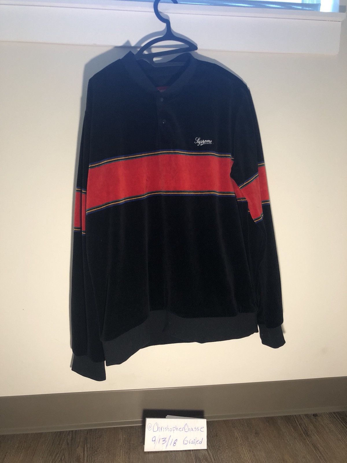 Supreme Supreme Velour Snap Henley FW 17 | Grailed