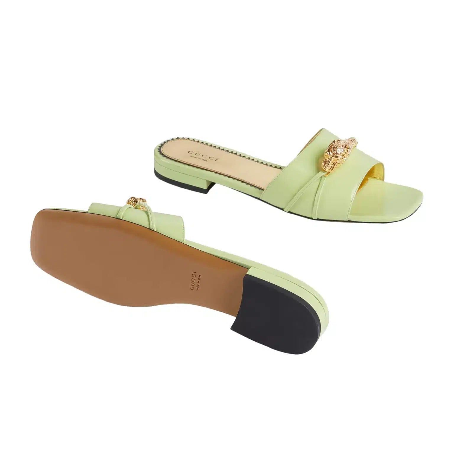 Gucci Gucci Snake Head Leather Slide Sandals SIZE 37 Size ONE SIZE - 3 Thumbnail