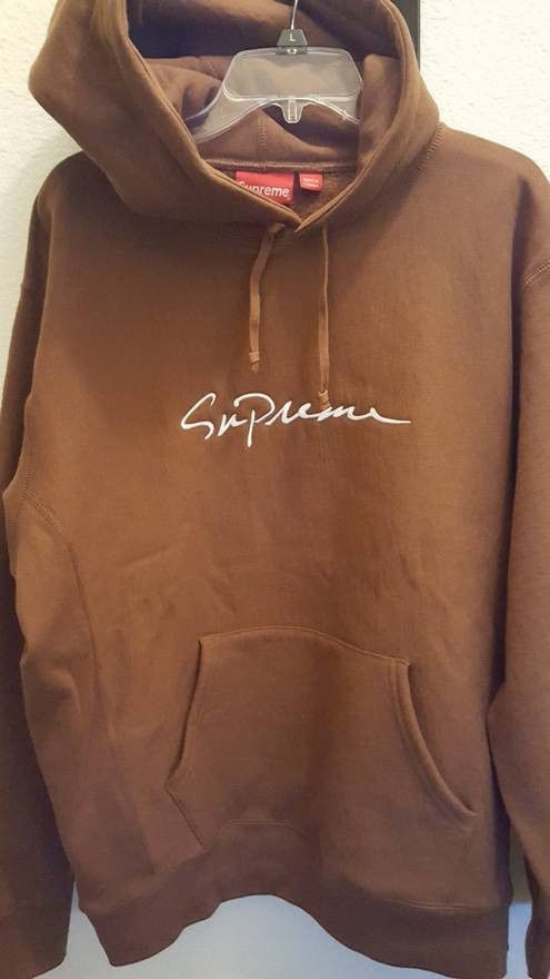 Supreme Supreme Classic Script Logo Hooded Sweatshirt Brown XL 