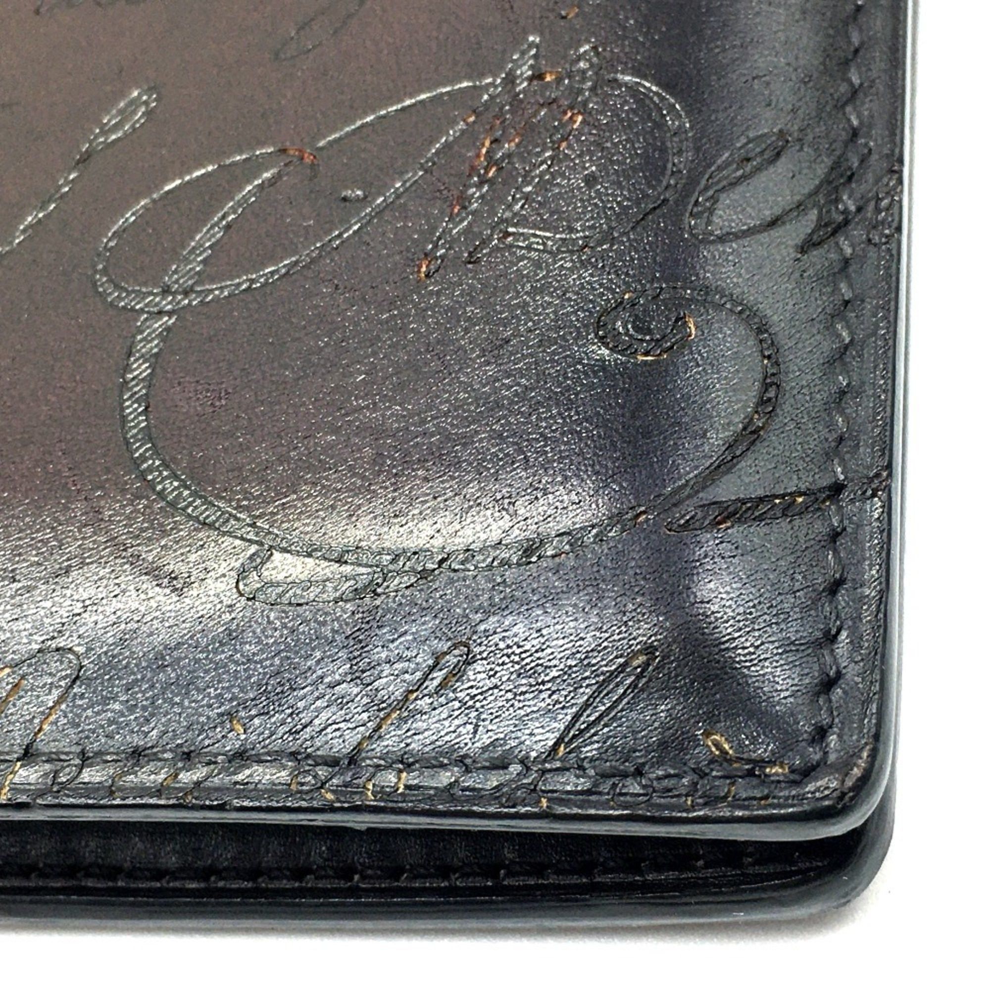 Berluti Berlutti calligraphy Long Wallet Leather accessory Long wallet Folded wallet purple Dark Purple Based x Black Size ONE SIZE - 3 Thumbnail