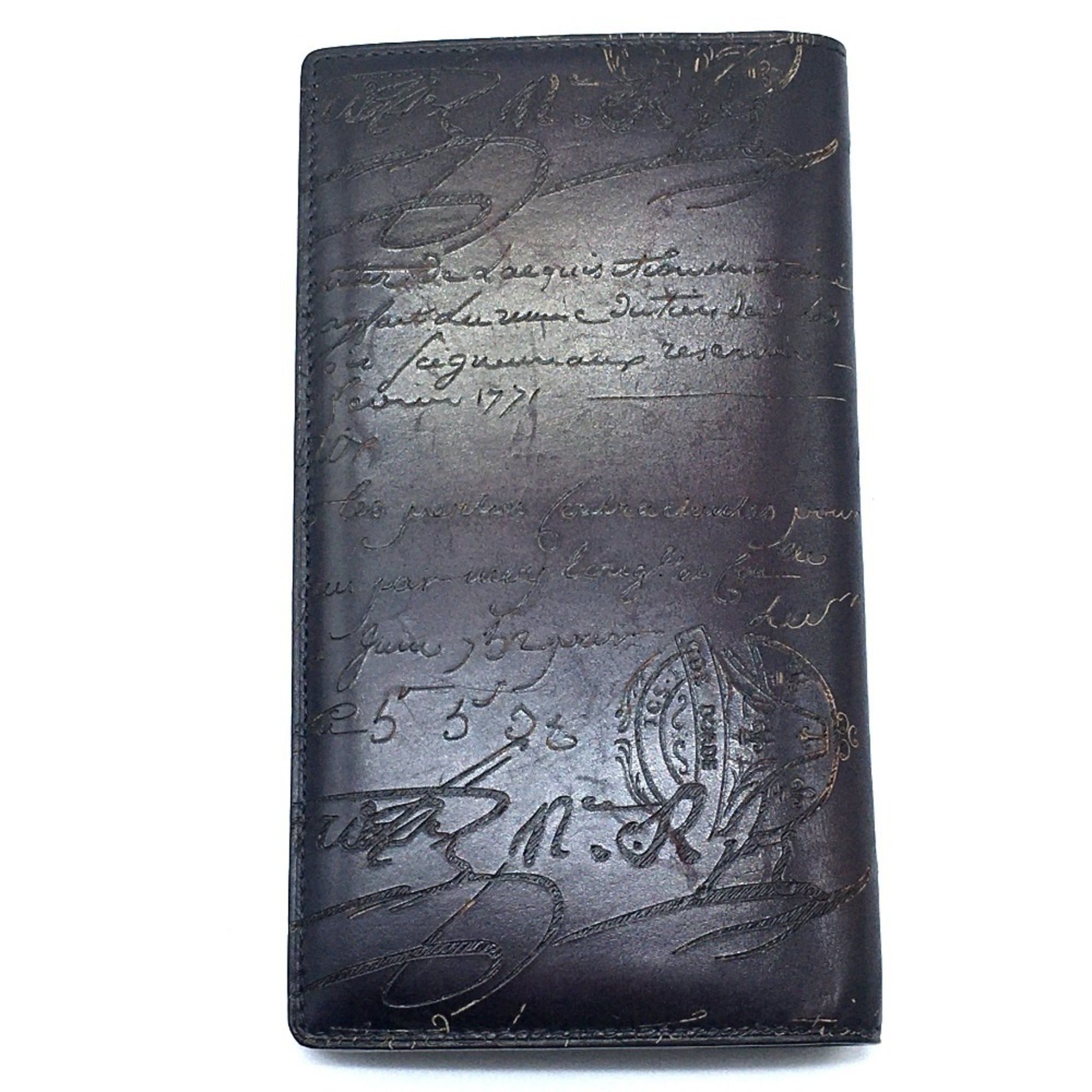 Berluti Berlutti calligraphy Long Wallet Leather accessory Long wallet Folded wallet purple Dark Purple Based x Black Size ONE SIZE - 2 Thumbnail
