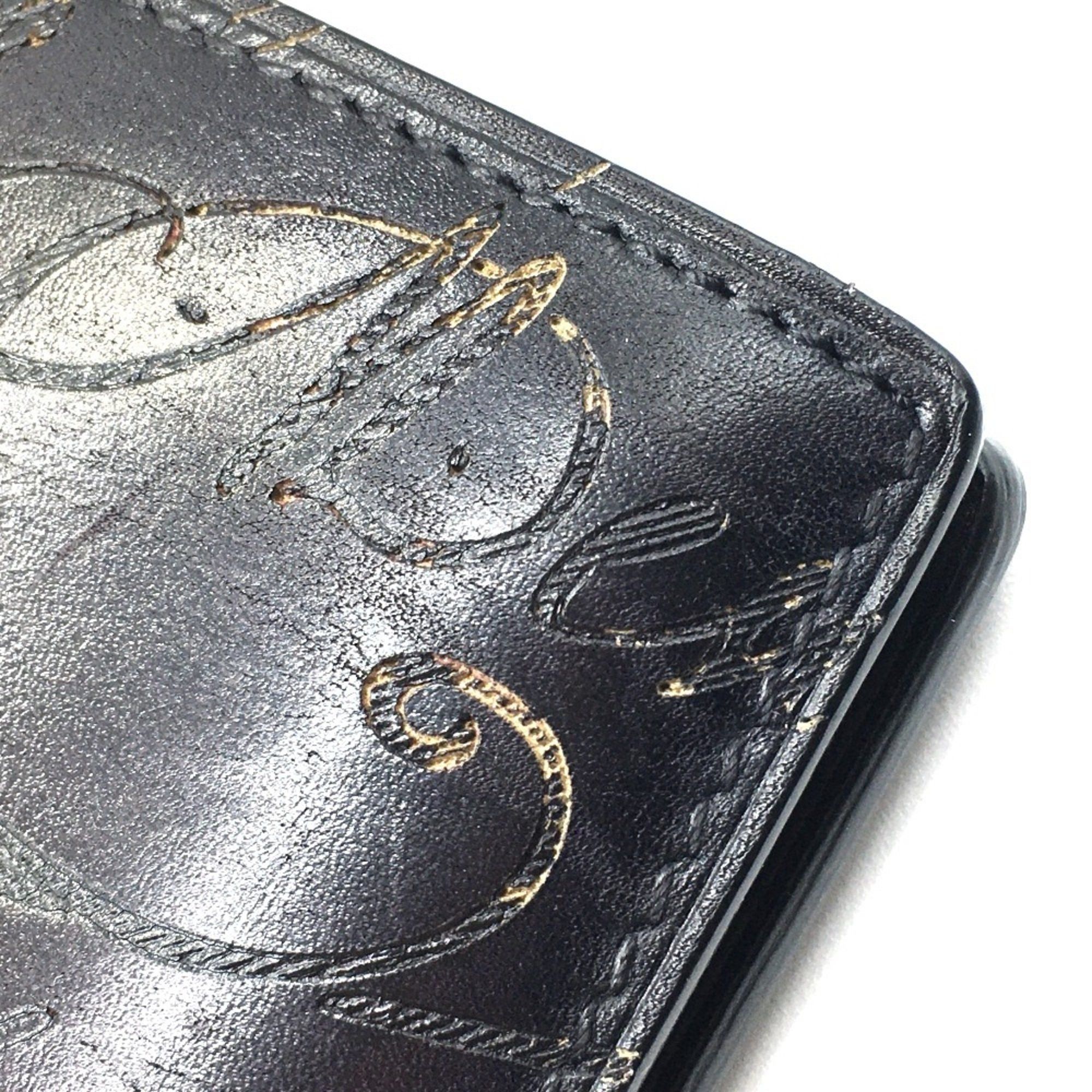 Berluti Berlutti calligraphy Long Wallet Leather accessory Long wallet Folded wallet purple Dark Purple Based x Black Size ONE SIZE - 4 Thumbnail
