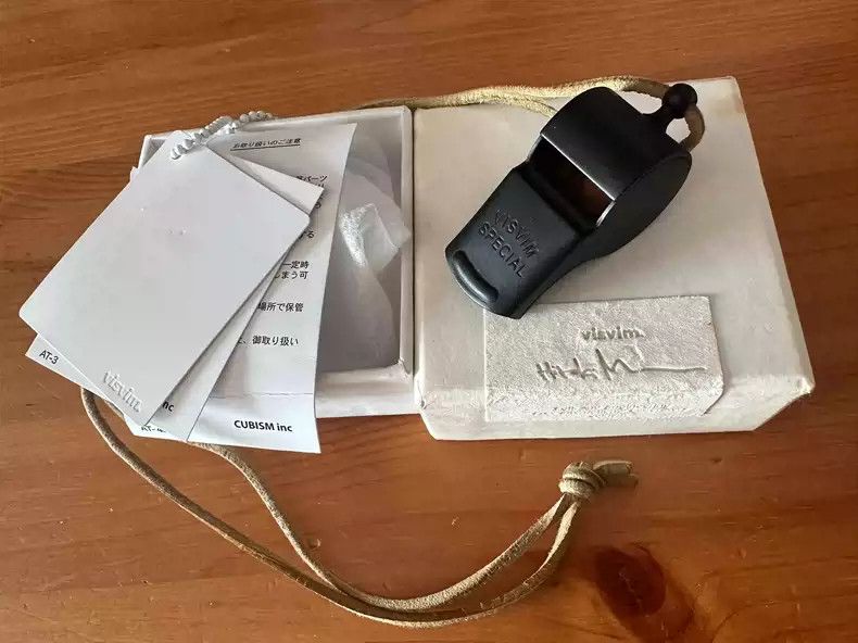 visvim suede lanyard black whistle