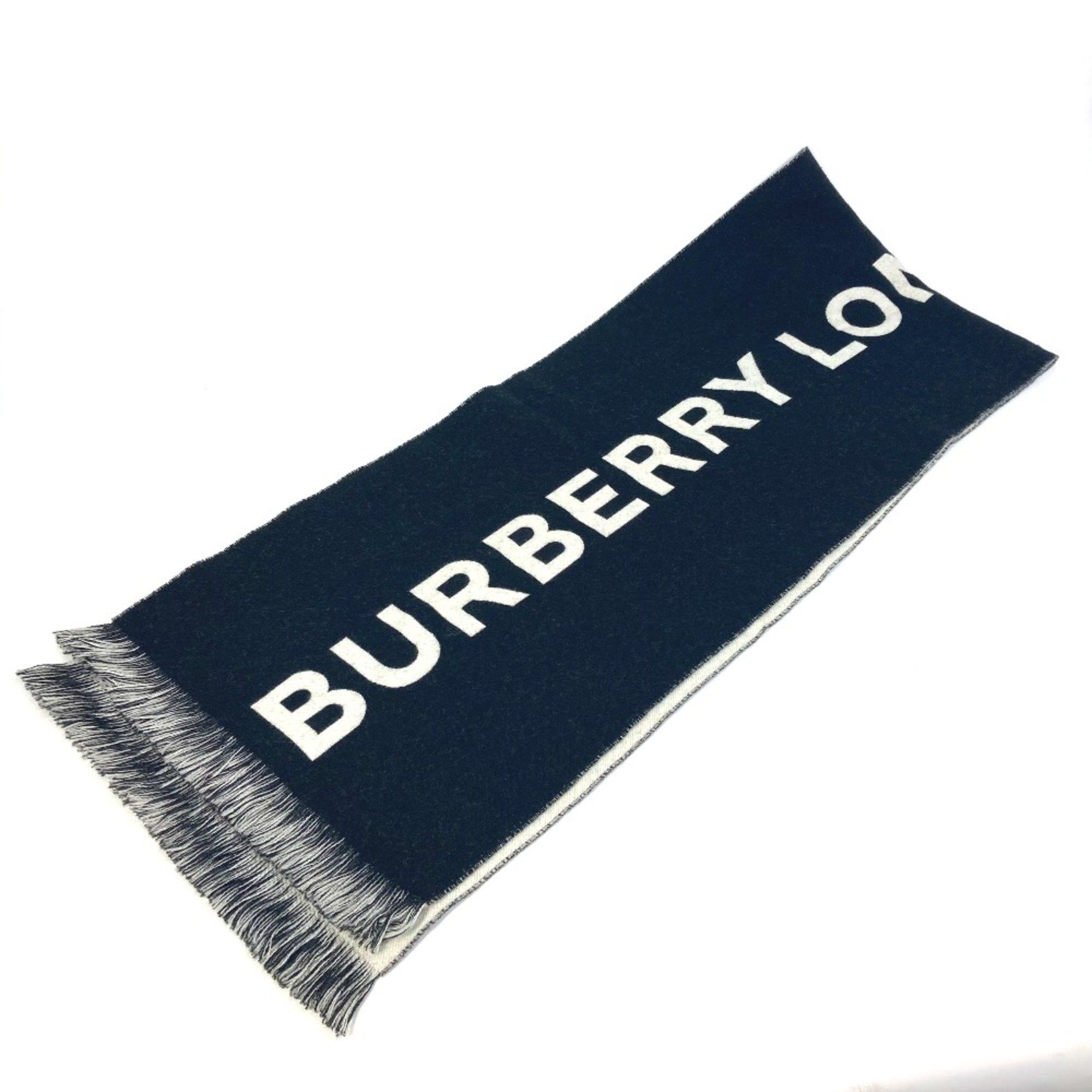 Burberry Burberry 80085081 fringe big logo Scarf Black WhiteBased Size ONE SIZE - 3 Thumbnail