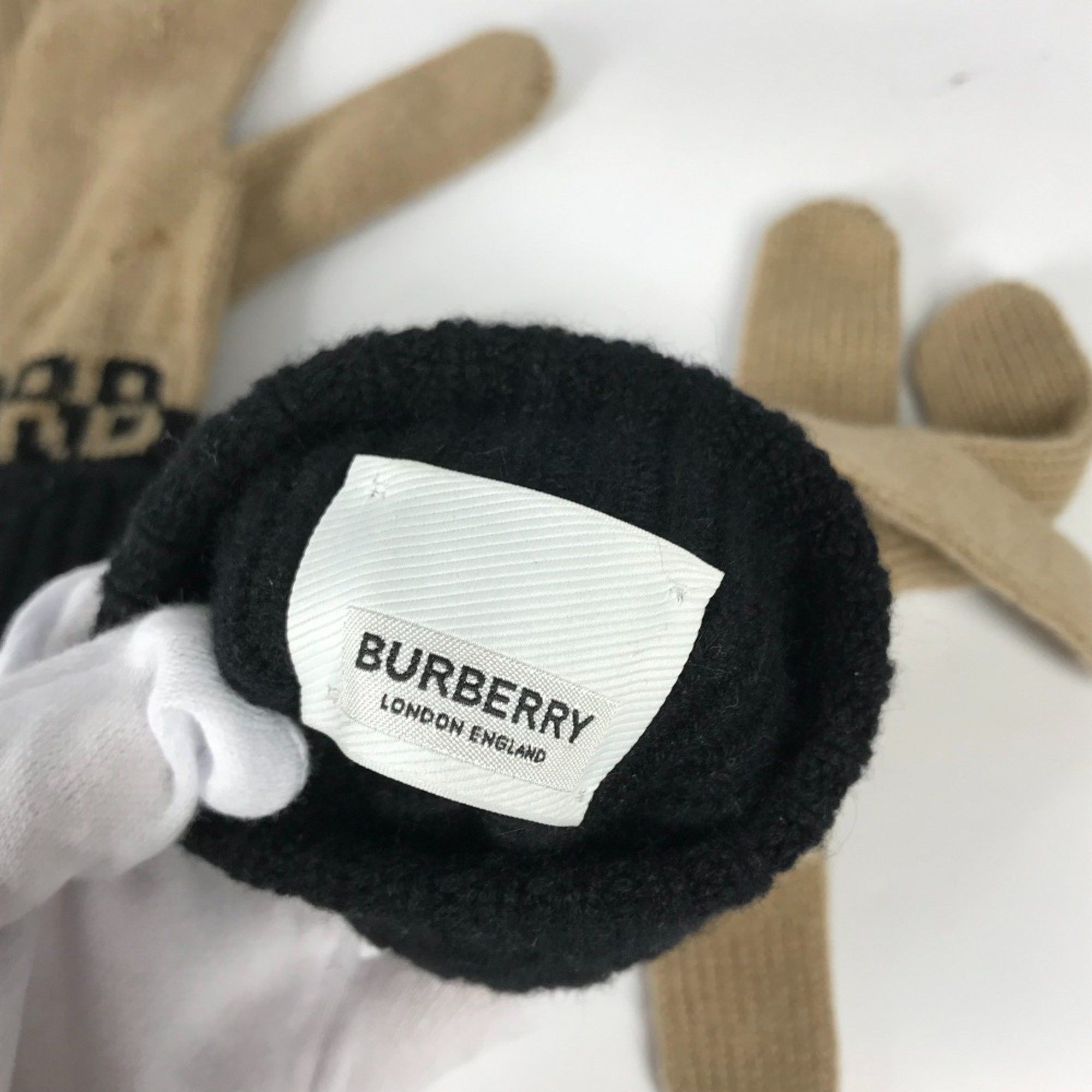 Burberry Burberry Bicolor Glove gloves Beige Black Size ONE SIZE - 12 Thumbnail