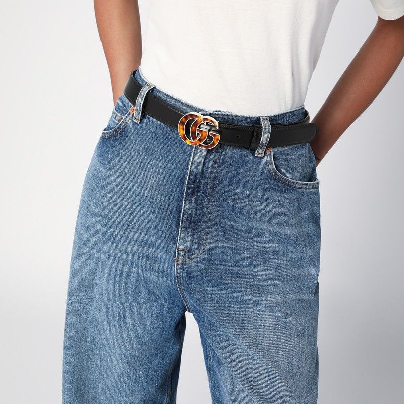 Gucci Gucci Black Belt With Tortoiseshell Gg Size ONE SIZE - 2 Thumbnail