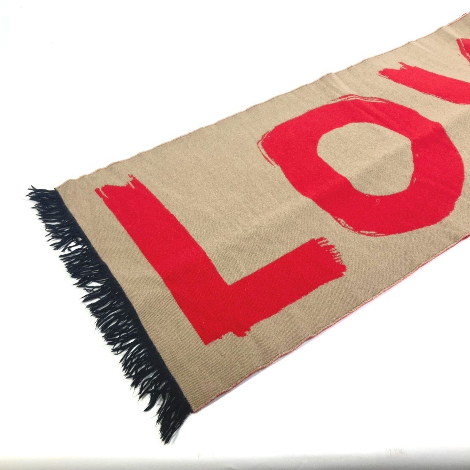 Burberry Burberry 8037534 fringe LOVE Scarf Brown Red Size ONE SIZE - 12 Thumbnail