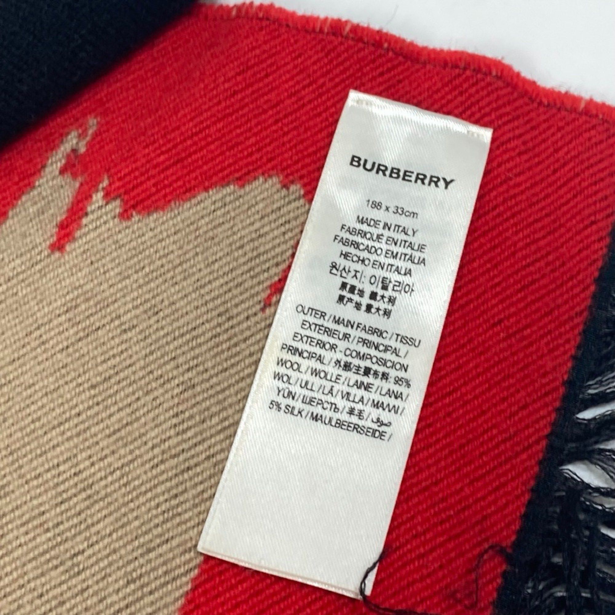Burberry Burberry 8037534 fringe LOVE Scarf Brown Red Size ONE SIZE - 6 Thumbnail