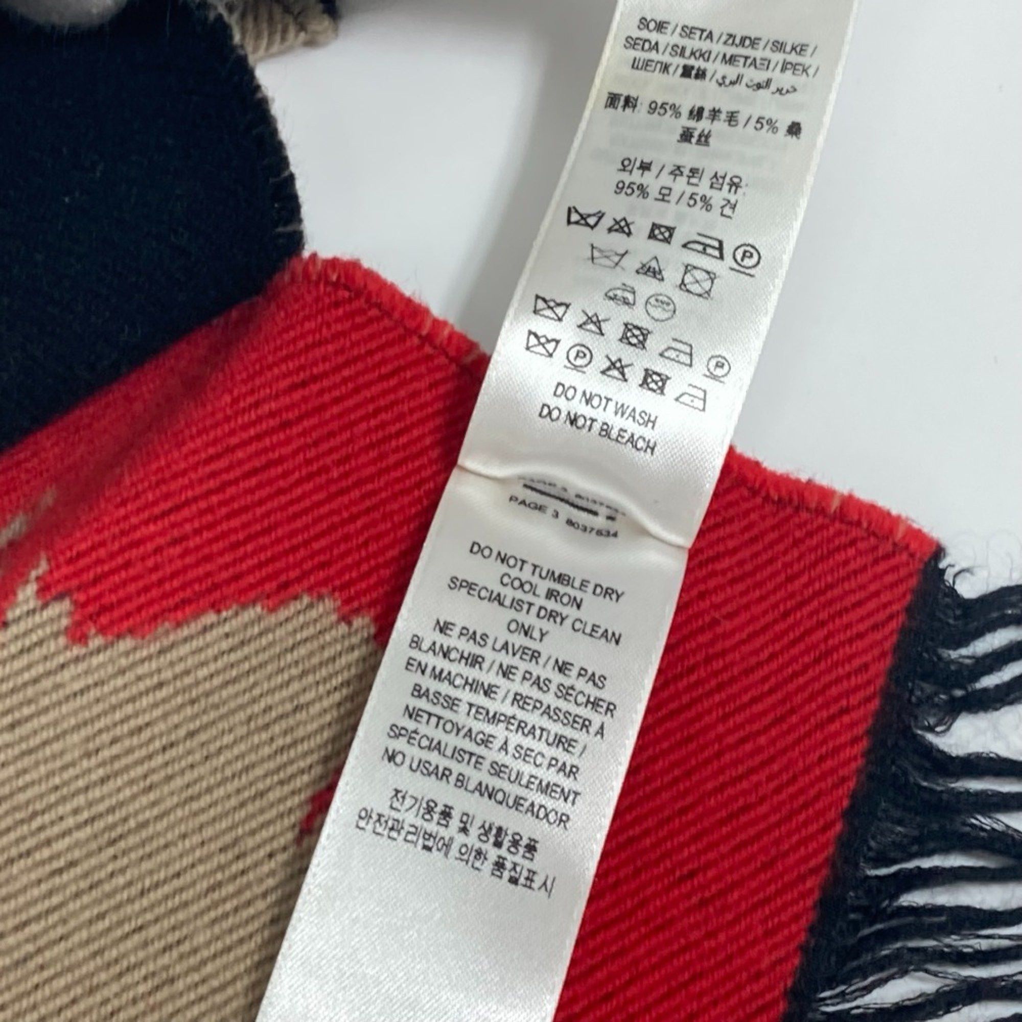 Burberry Burberry 8037534 fringe LOVE Scarf Brown Red Size ONE SIZE - 7 Thumbnail
