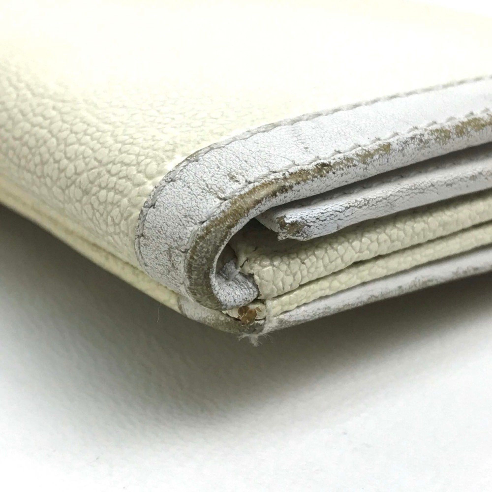 Bvlgari Bvlgari goat leather cowhide Double Snap long wallet tri-fold Long Wallet White Size ONE SIZE - 4 Thumbnail