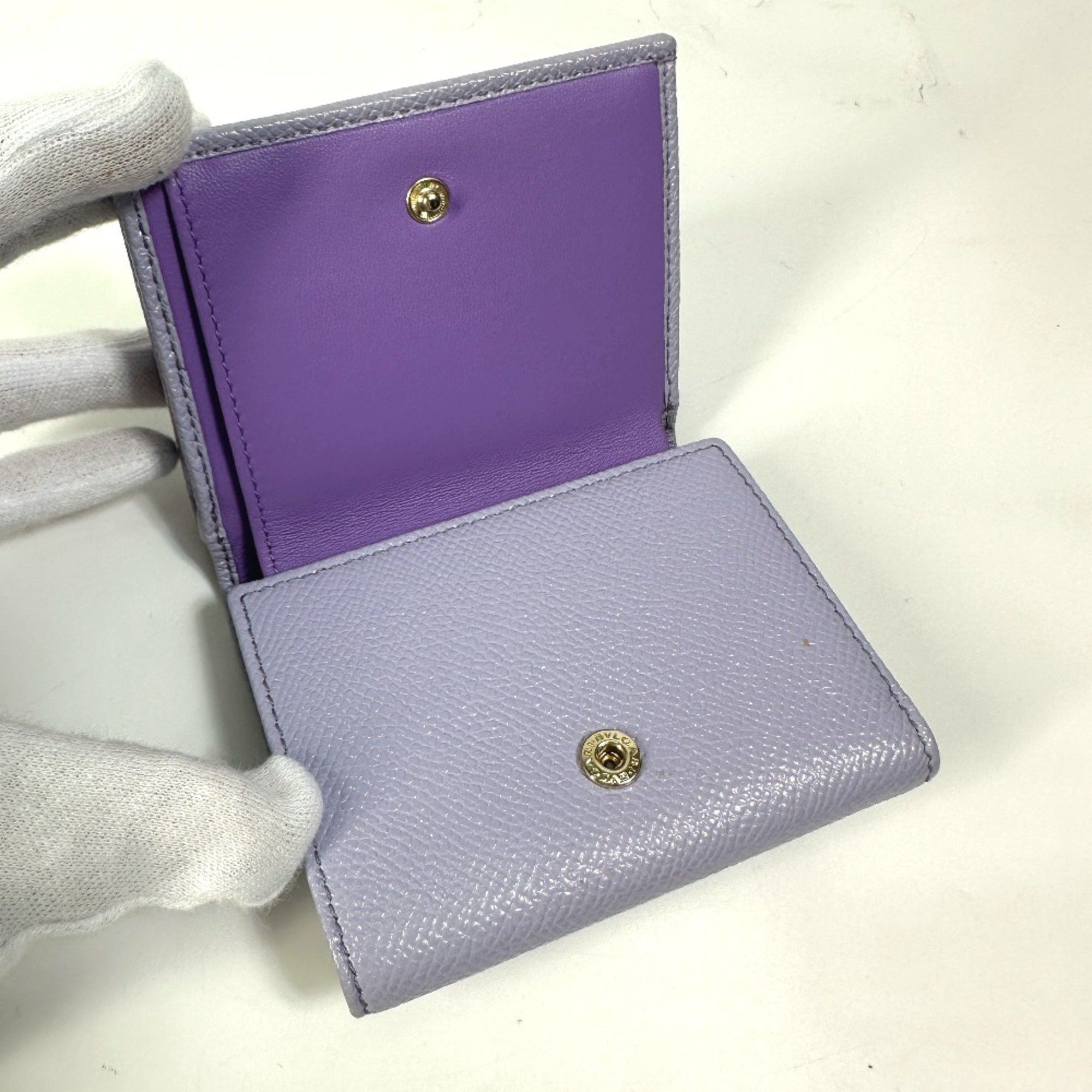 Bvlgari Bvlgari Compact Trifold wallet purple SilverHardware Size ONE SIZE - 11 Thumbnail