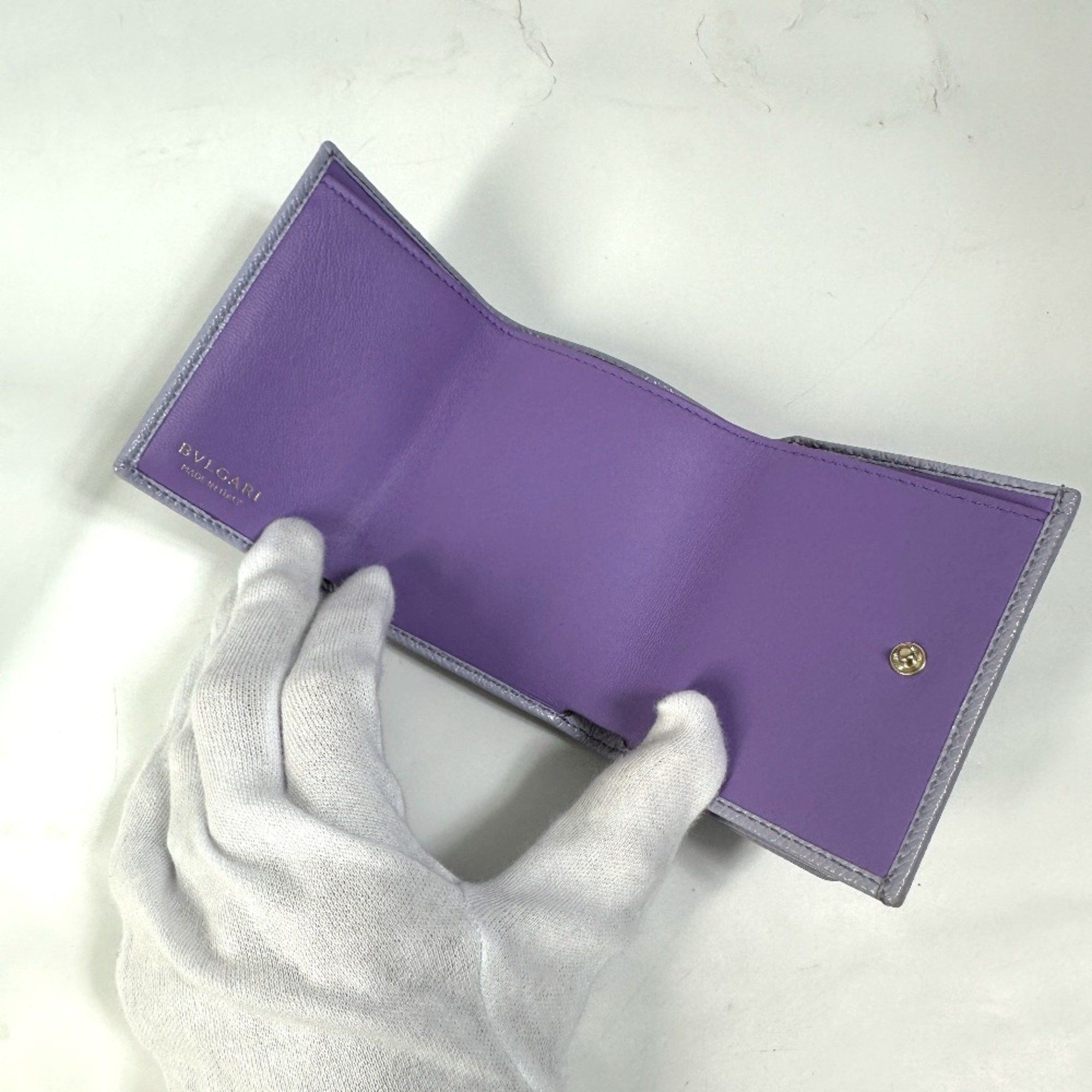 Bvlgari Bvlgari Compact Trifold wallet purple SilverHardware Size ONE SIZE - 12 Thumbnail