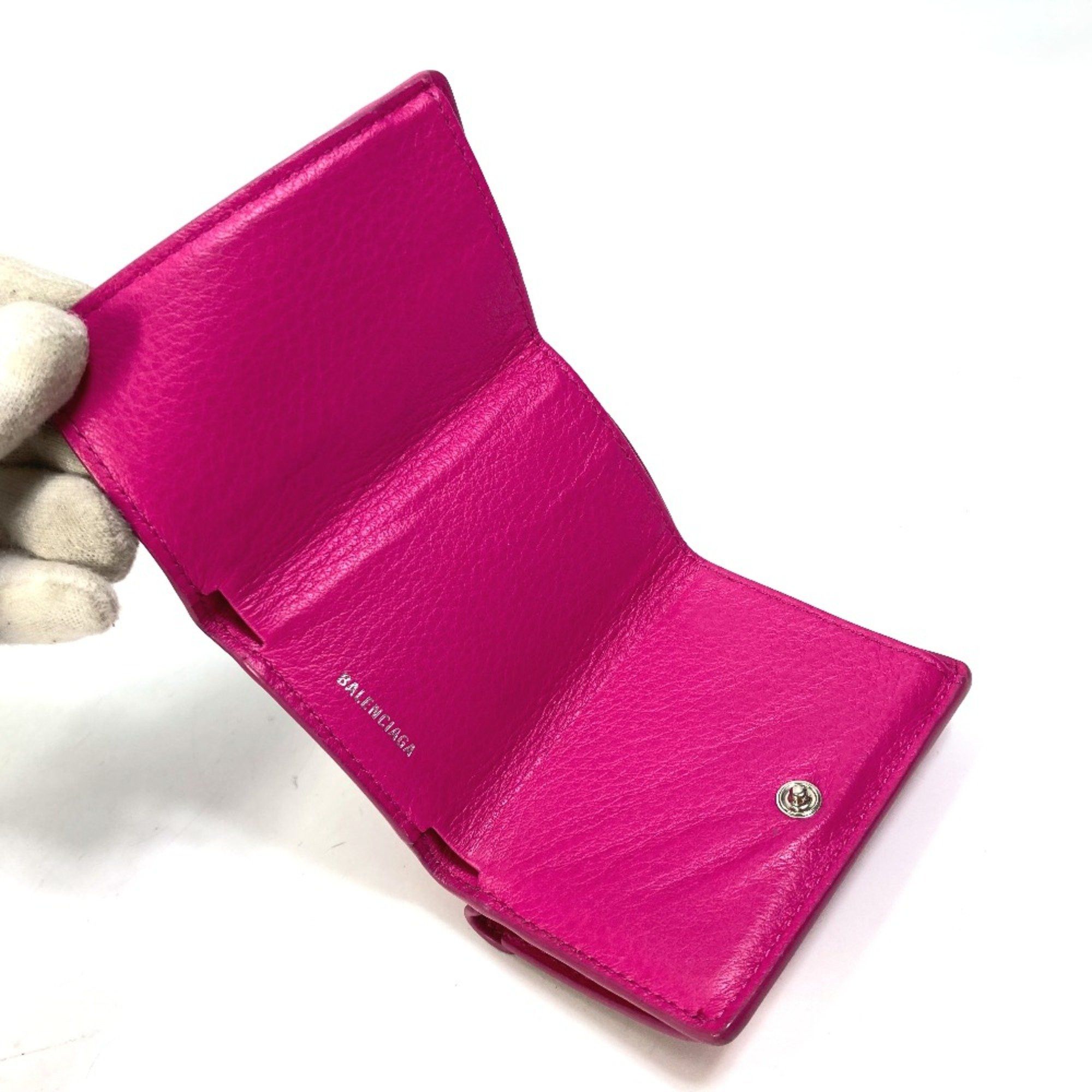 Balenciaga Balenciaga 391446 logo Compact wallet Trifold wallet pink White Size ONE SIZE - 9 Thumbnail