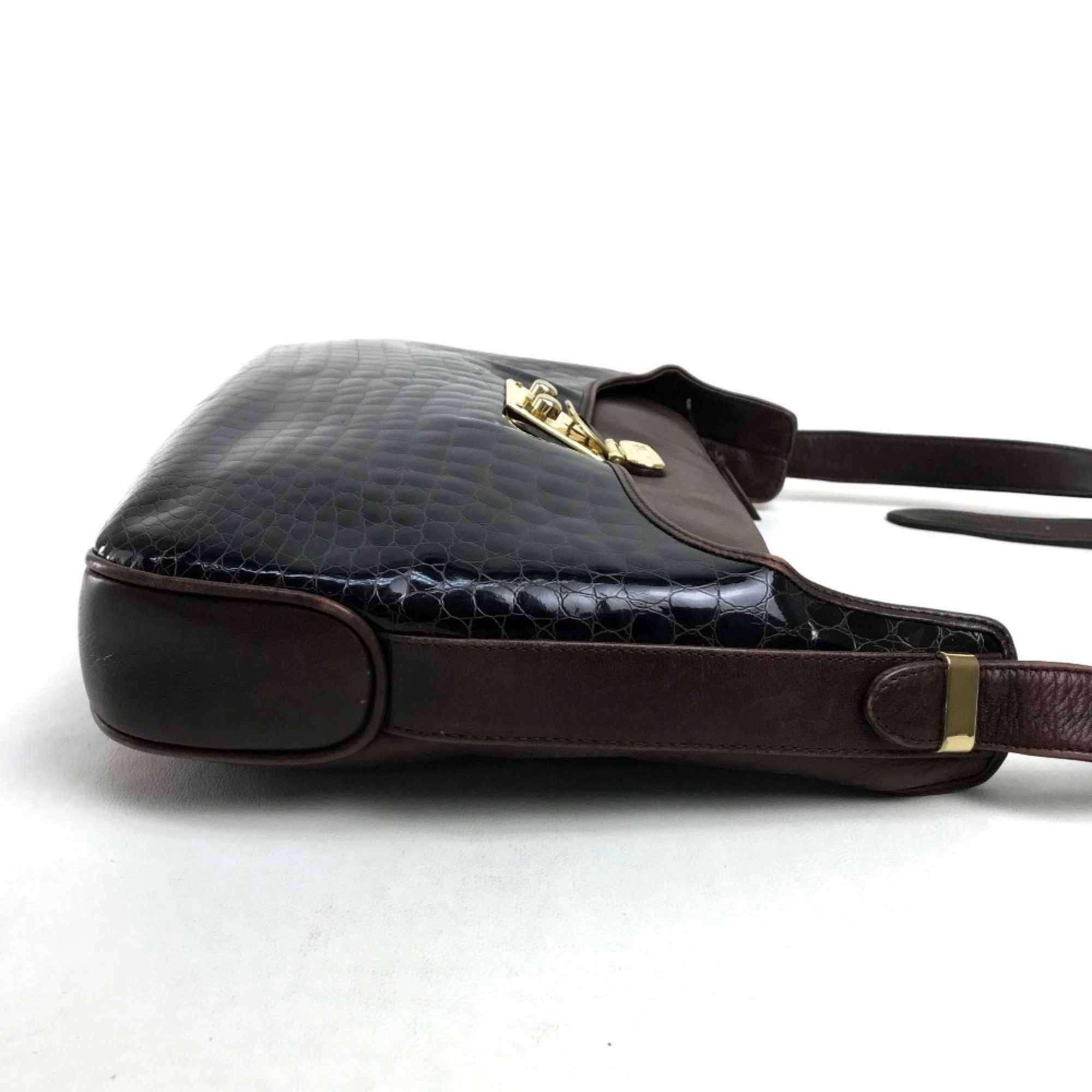 Bally Barry Croco embossed Crossbody Shoulder Bag Dark brown Size ONE SIZE - 4 Thumbnail