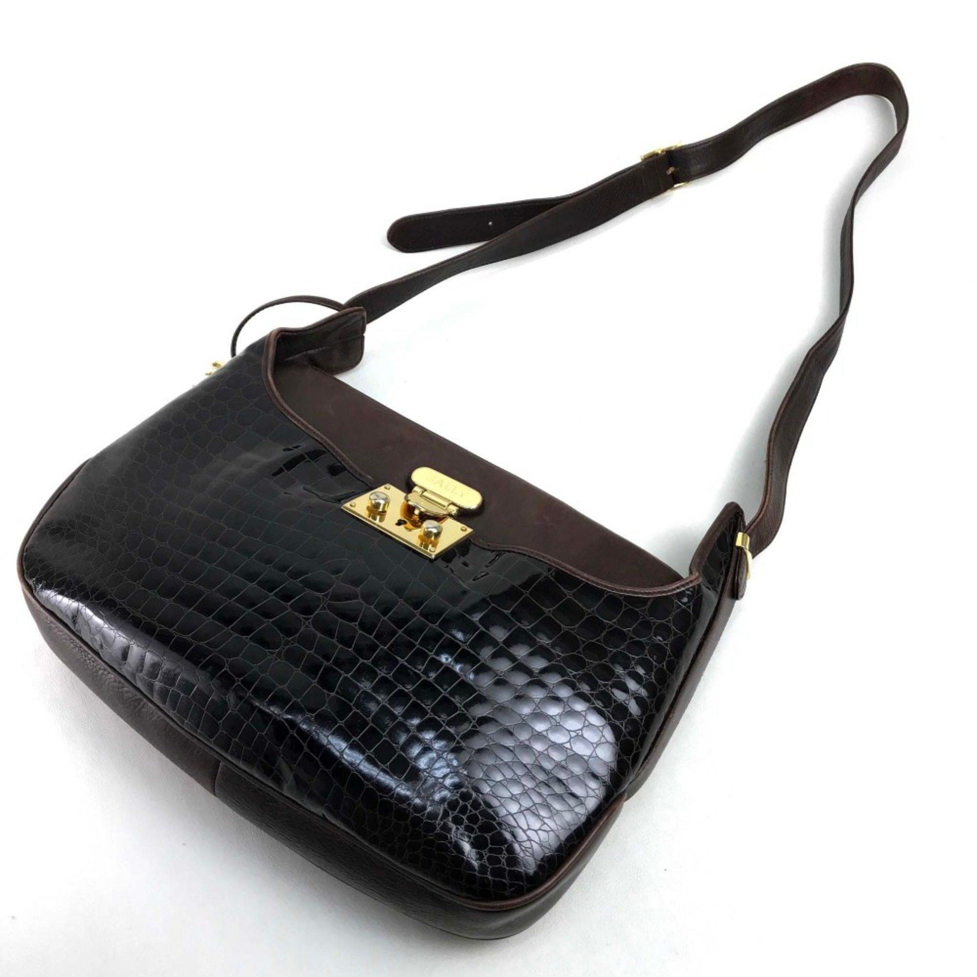 Bally Barry Croco embossed Crossbody Shoulder Bag Dark brown Size ONE SIZE - 5 Thumbnail