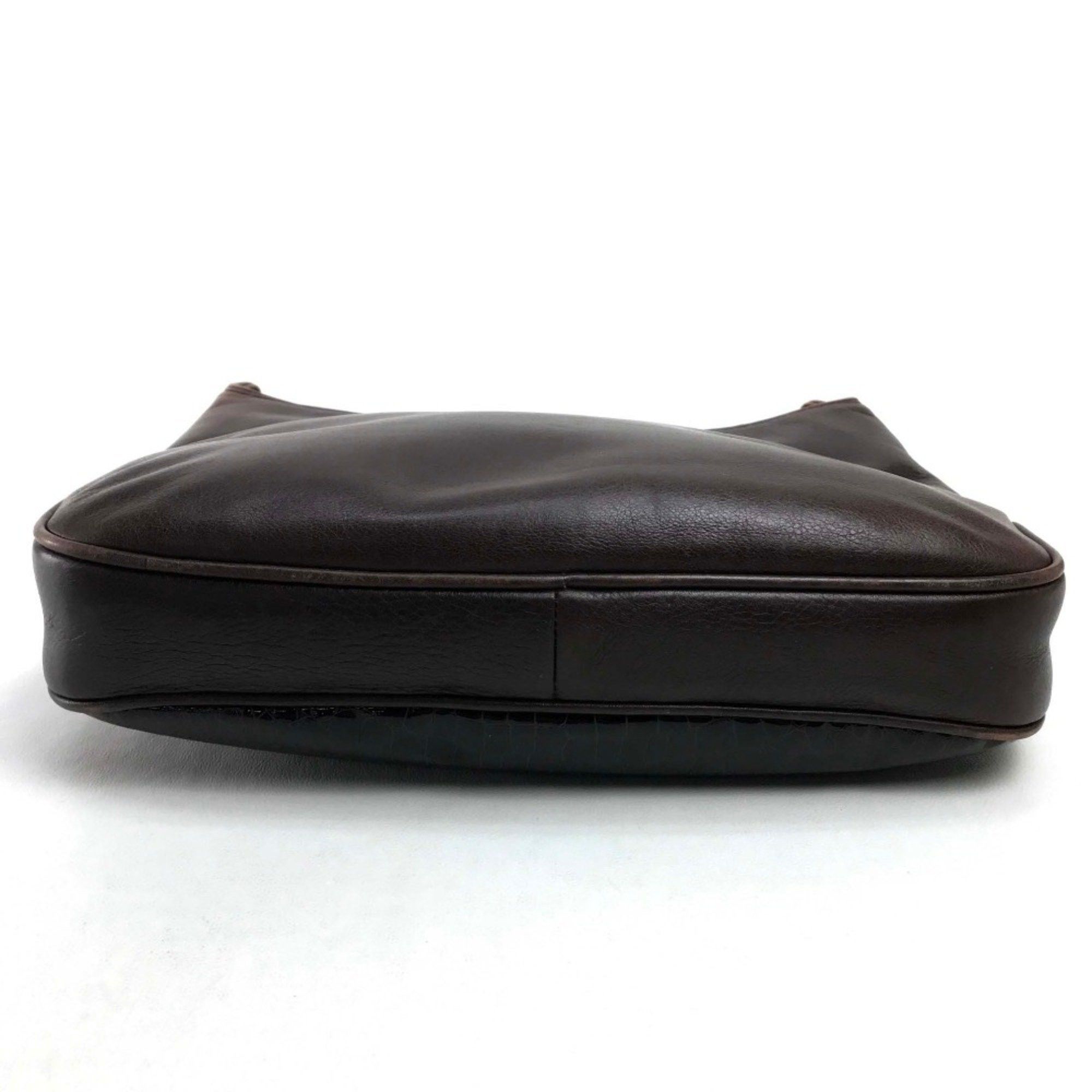 Bally Barry Croco embossed Crossbody Shoulder Bag Dark brown Size ONE SIZE - 3 Thumbnail