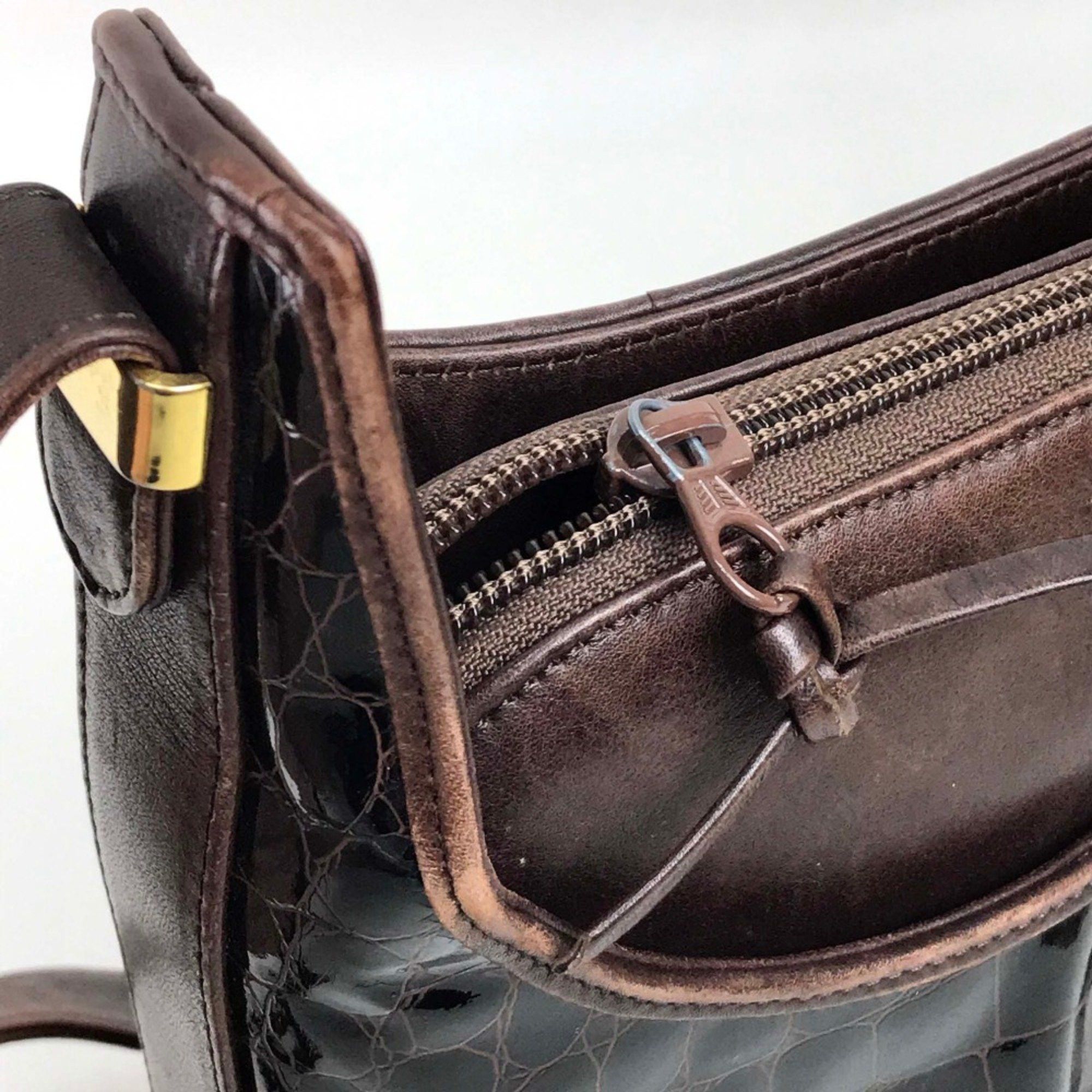Bally Barry Croco embossed Crossbody Shoulder Bag Dark brown Size ONE SIZE - 8 Thumbnail