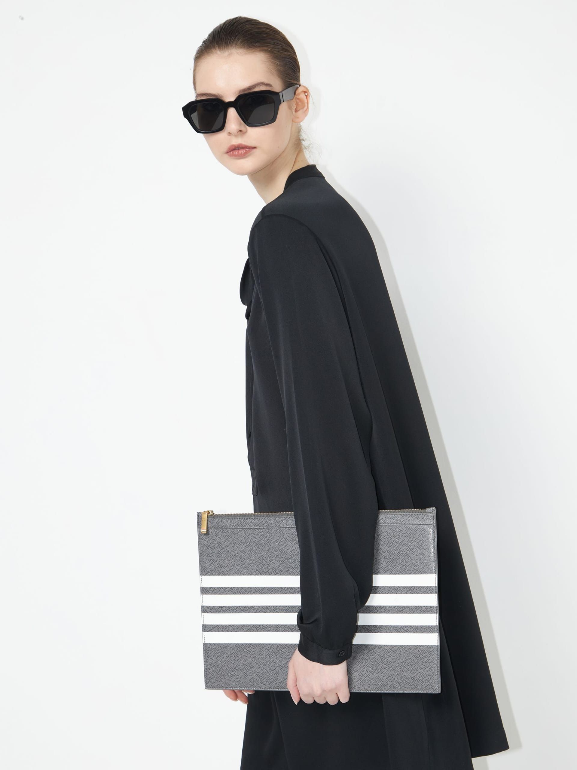 Thom Browne Gray Multicolour Lining Zip Bag Size ONE SIZE - 2 Thumbnail