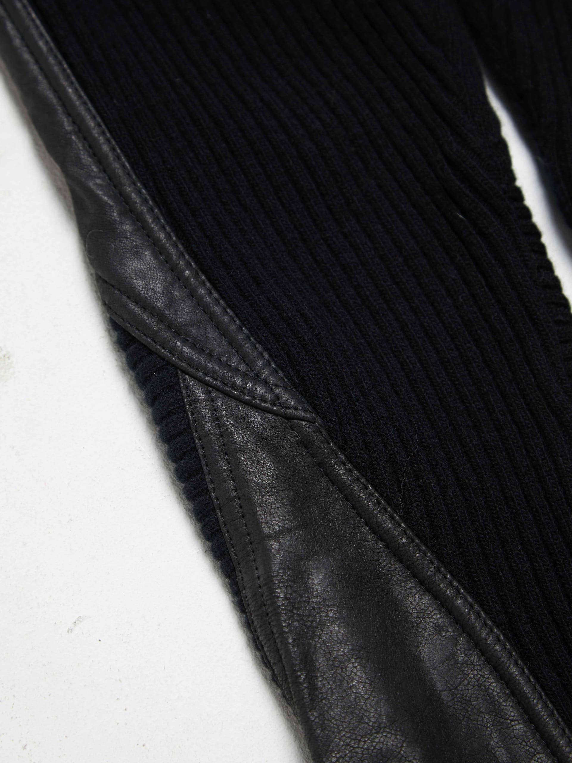 Haider Ackermann Black Leather Inserts woolen Pants Size US 30 / EU 46 - 4 Thumbnail