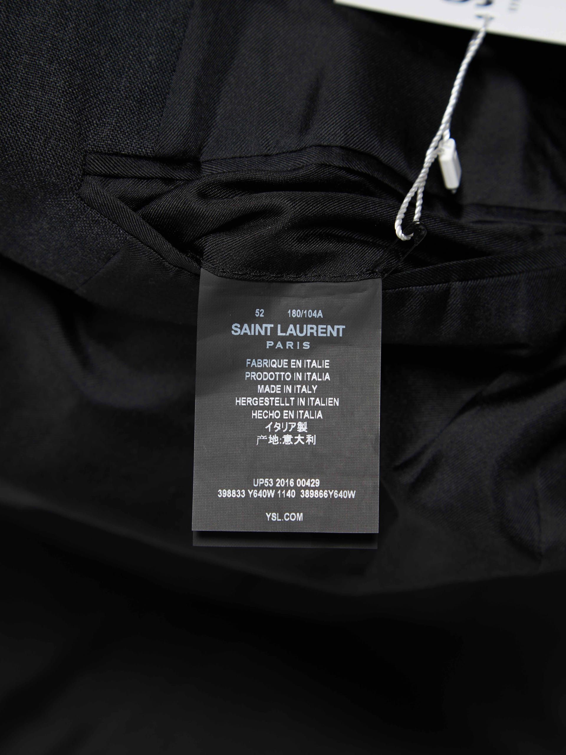 Saint Laurent Paris Dark Gray Black Button Classic Woolen Blazer Size US L / EU 52-54 / 3 - 7 Thumbnail