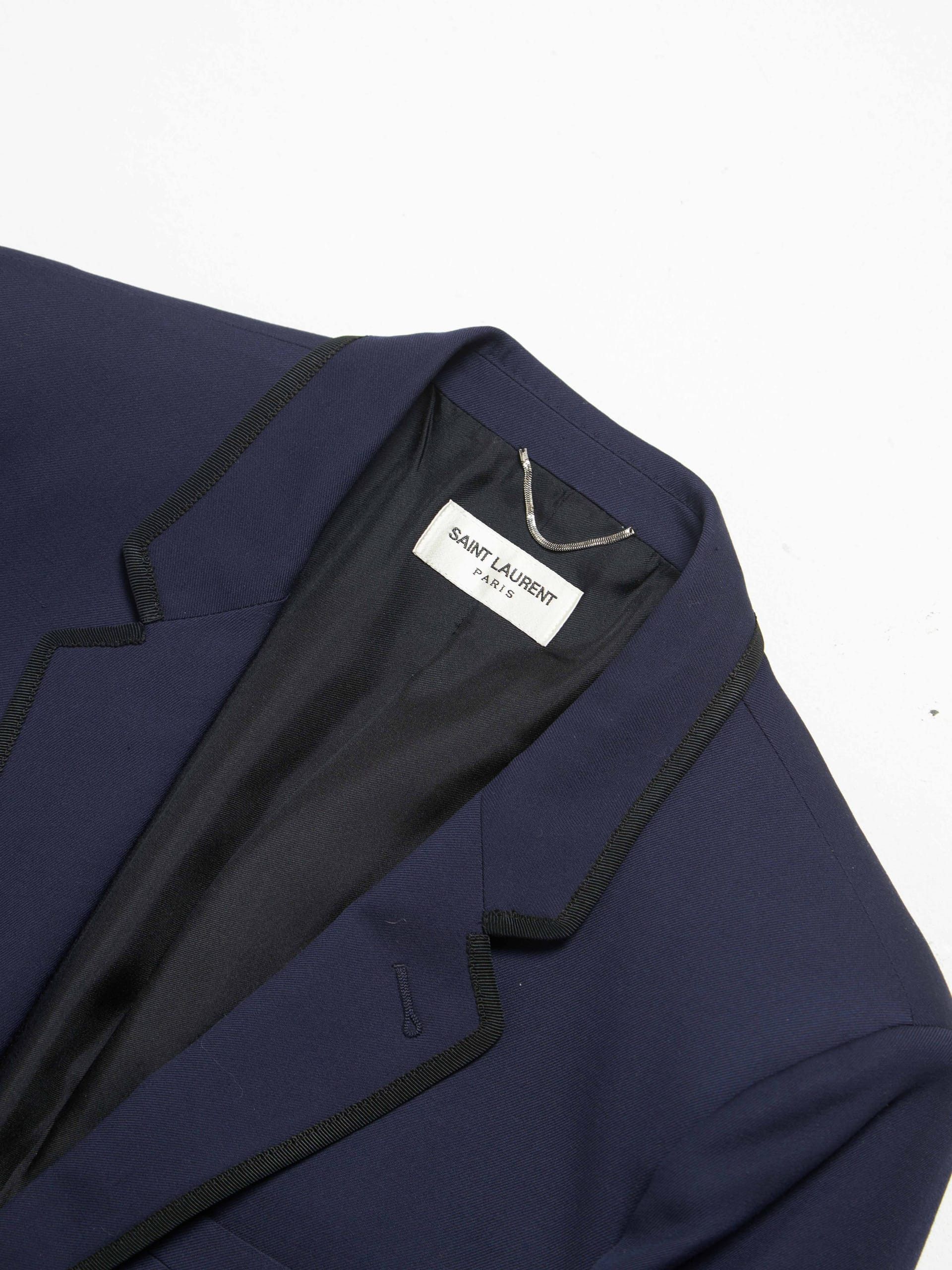 Saint Laurent Paris Navy Button Woolen Silk Blazer Size US L / EU 52-54 / 3 - 3 Thumbnail
