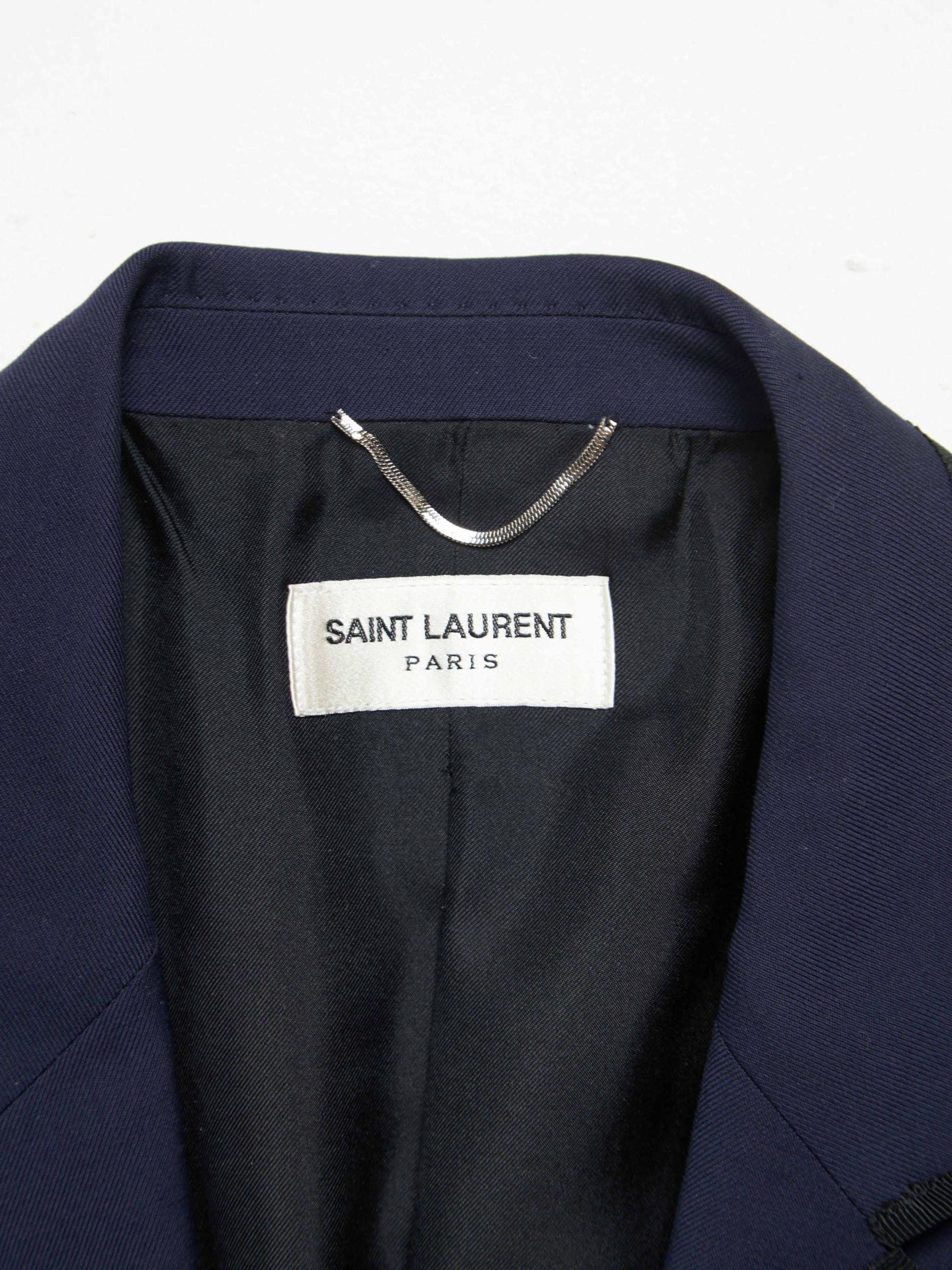 Saint Laurent Paris Navy Button Woolen Silk Blazer Size US L / EU 52-54 / 3 - 4 Thumbnail