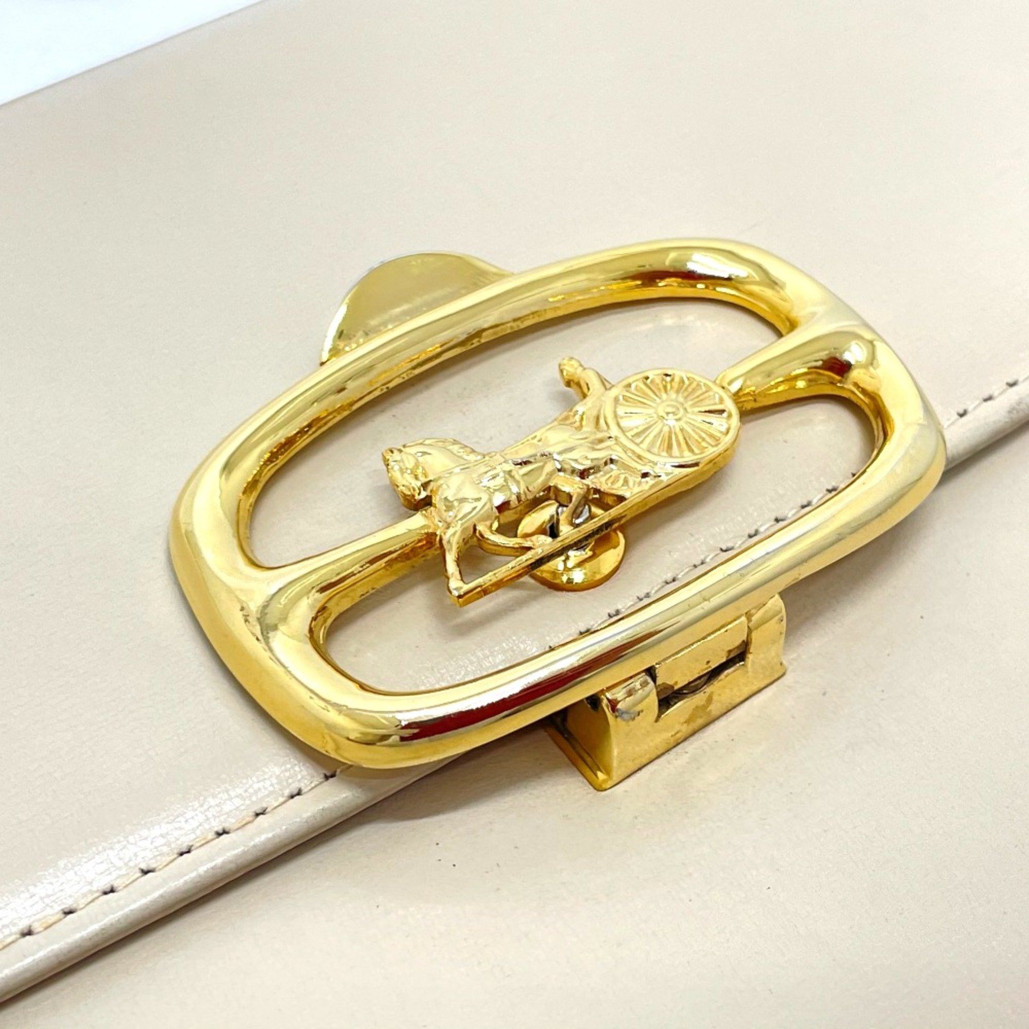 Celine CELINE Carriage hardware bag shawl Shoulder Bag Beige x GoldHardware Size ONE SIZE - 9 Thumbnail