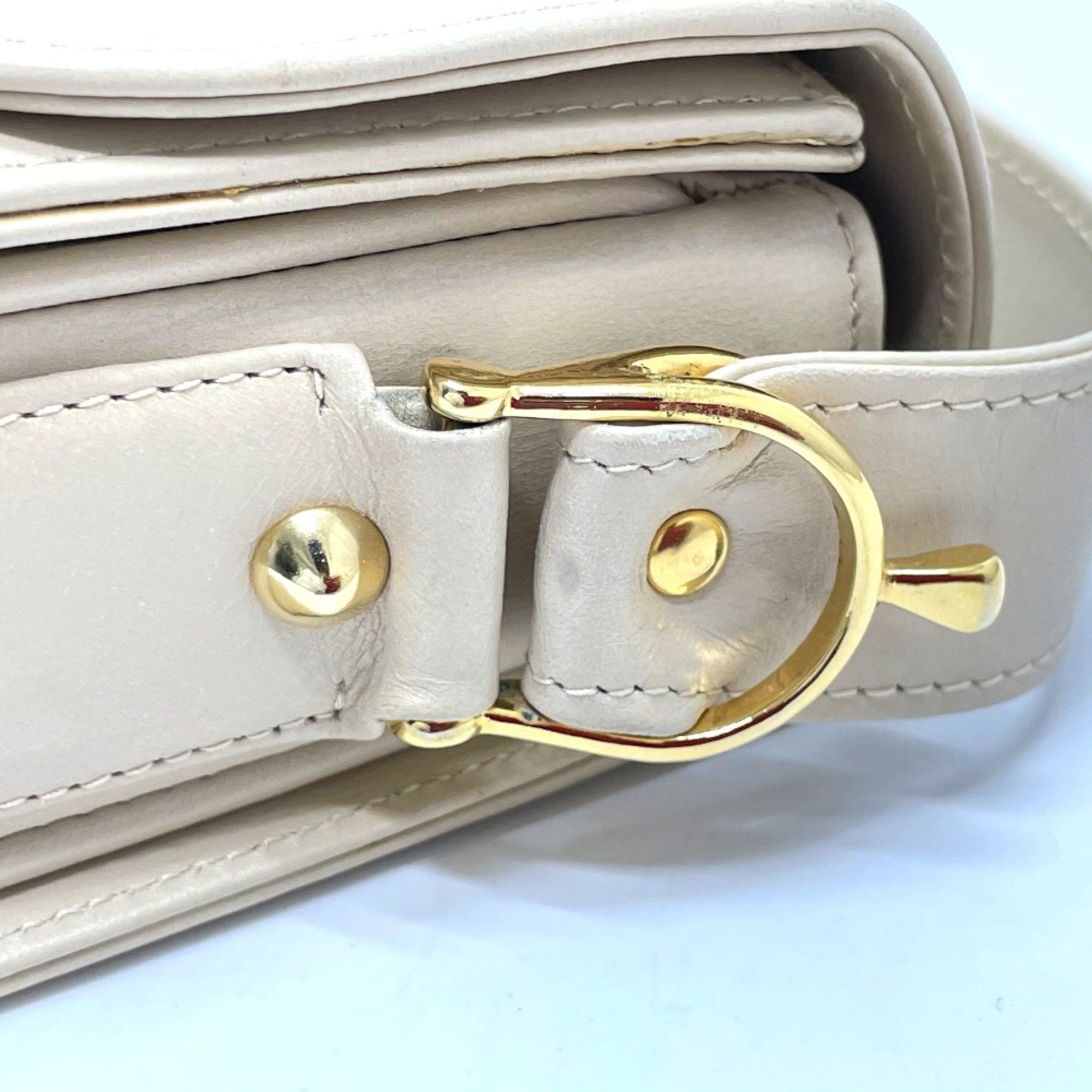 Celine CELINE Carriage hardware bag shawl Shoulder Bag Beige x GoldHardware Size ONE SIZE - 10 Thumbnail