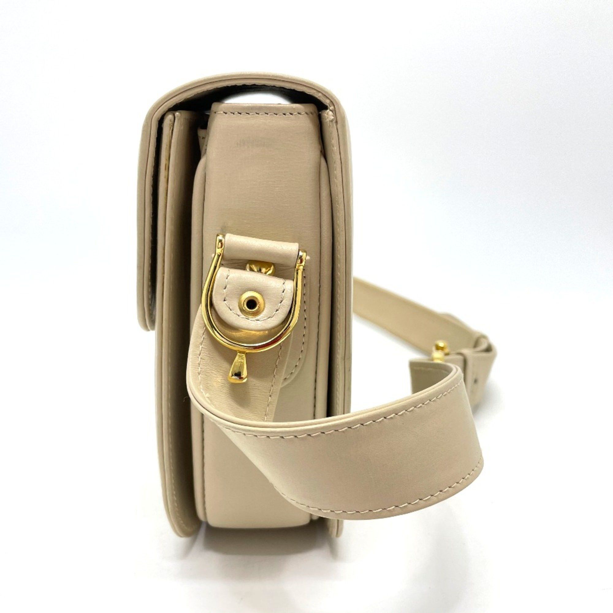 Celine CELINE Carriage hardware bag shawl Shoulder Bag Beige x GoldHardware Size ONE SIZE - 3 Thumbnail