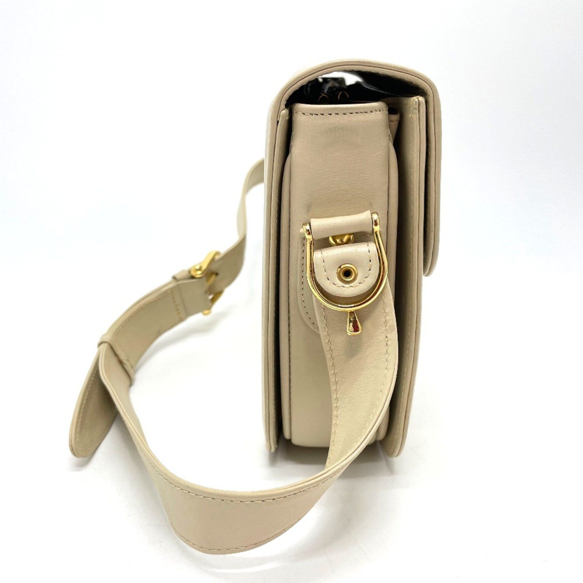 Celine CELINE Carriage hardware bag shawl Shoulder Bag Beige x GoldHardware Size ONE SIZE - 4 Thumbnail