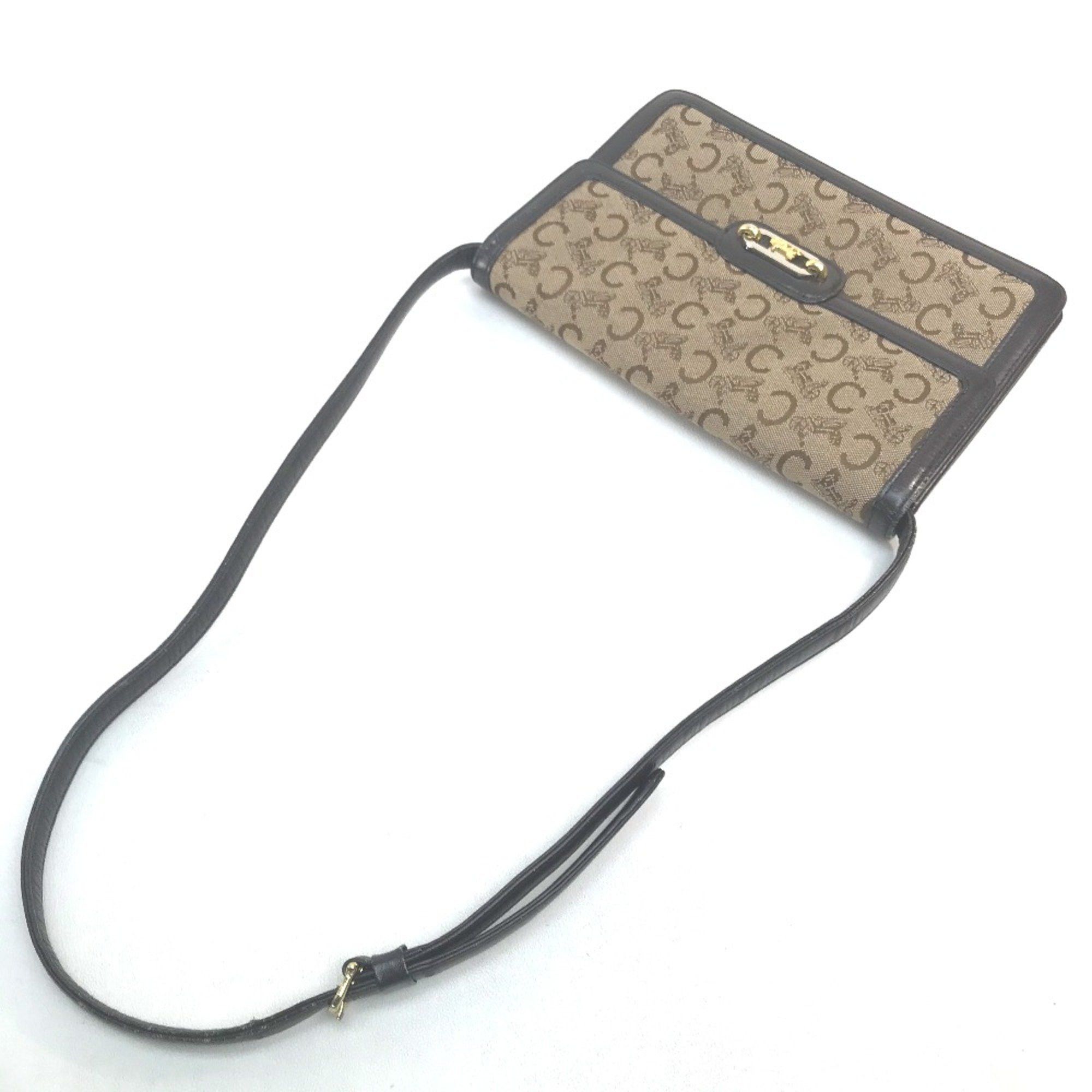 Celine CELINE Carriage Hardware Logo bag old Shoulder Bag Beige x Dark Brown Size ONE SIZE - 5 Thumbnail