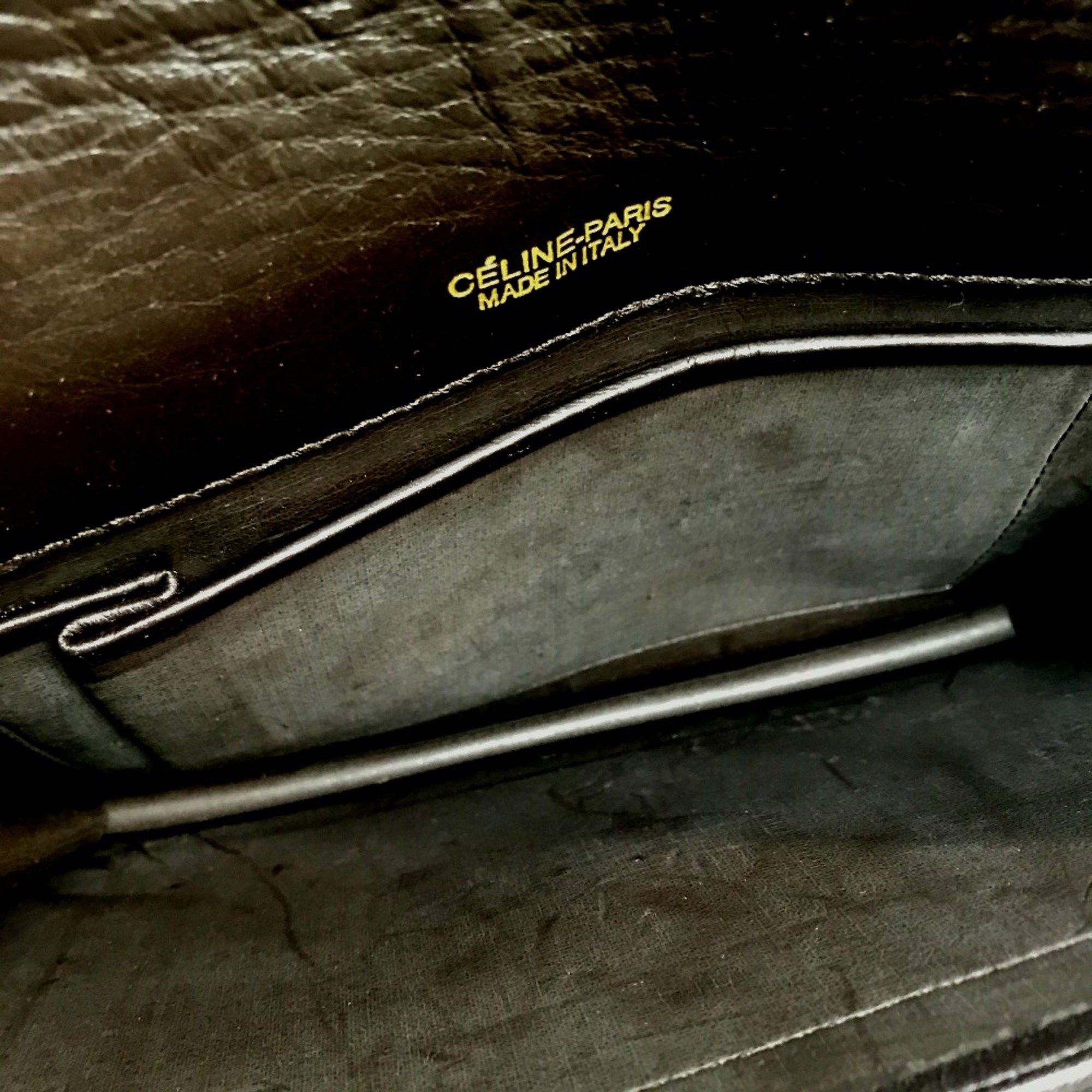 Celine CELINE Carriage Hardware Logo bag old Shoulder Bag Beige x Dark Brown Size ONE SIZE - 9 Thumbnail