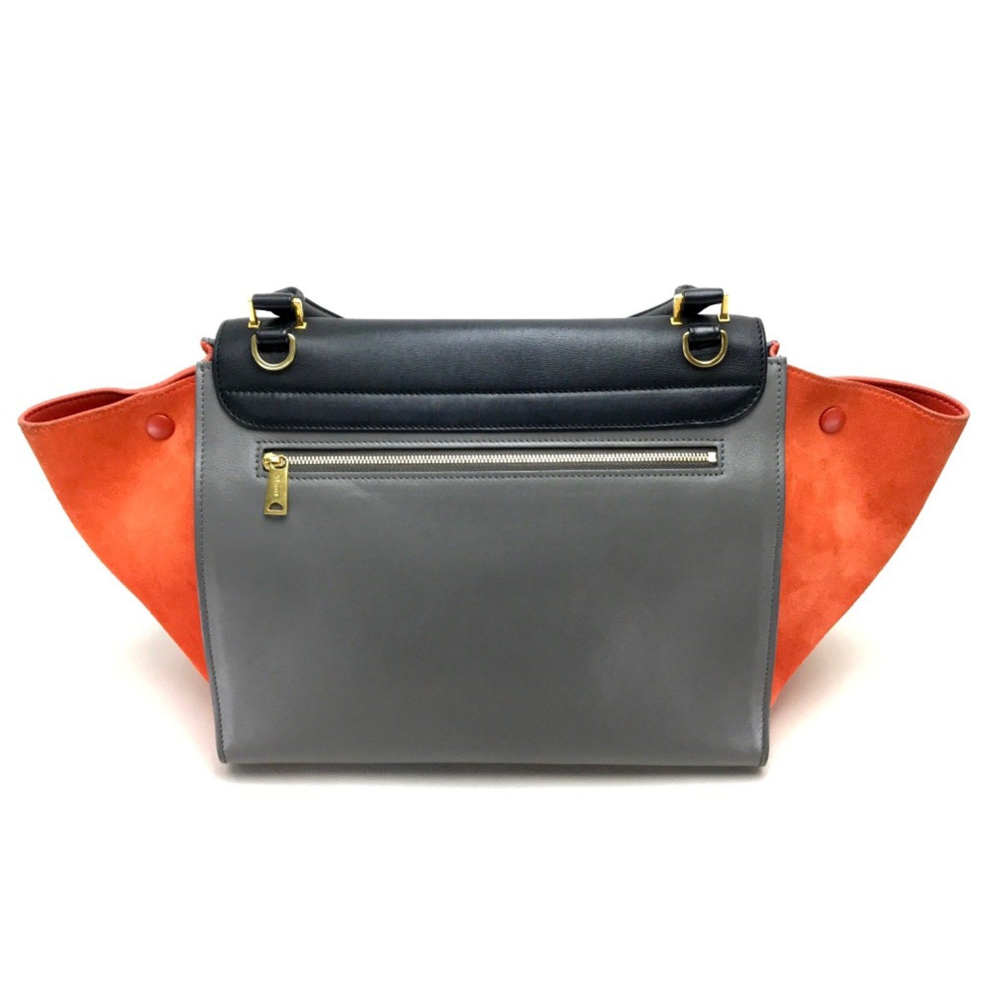 Celine CELINE bag trapeze Shoulder Bag Black Gray x Black x Orange Size ONE SIZE - 2 Thumbnail