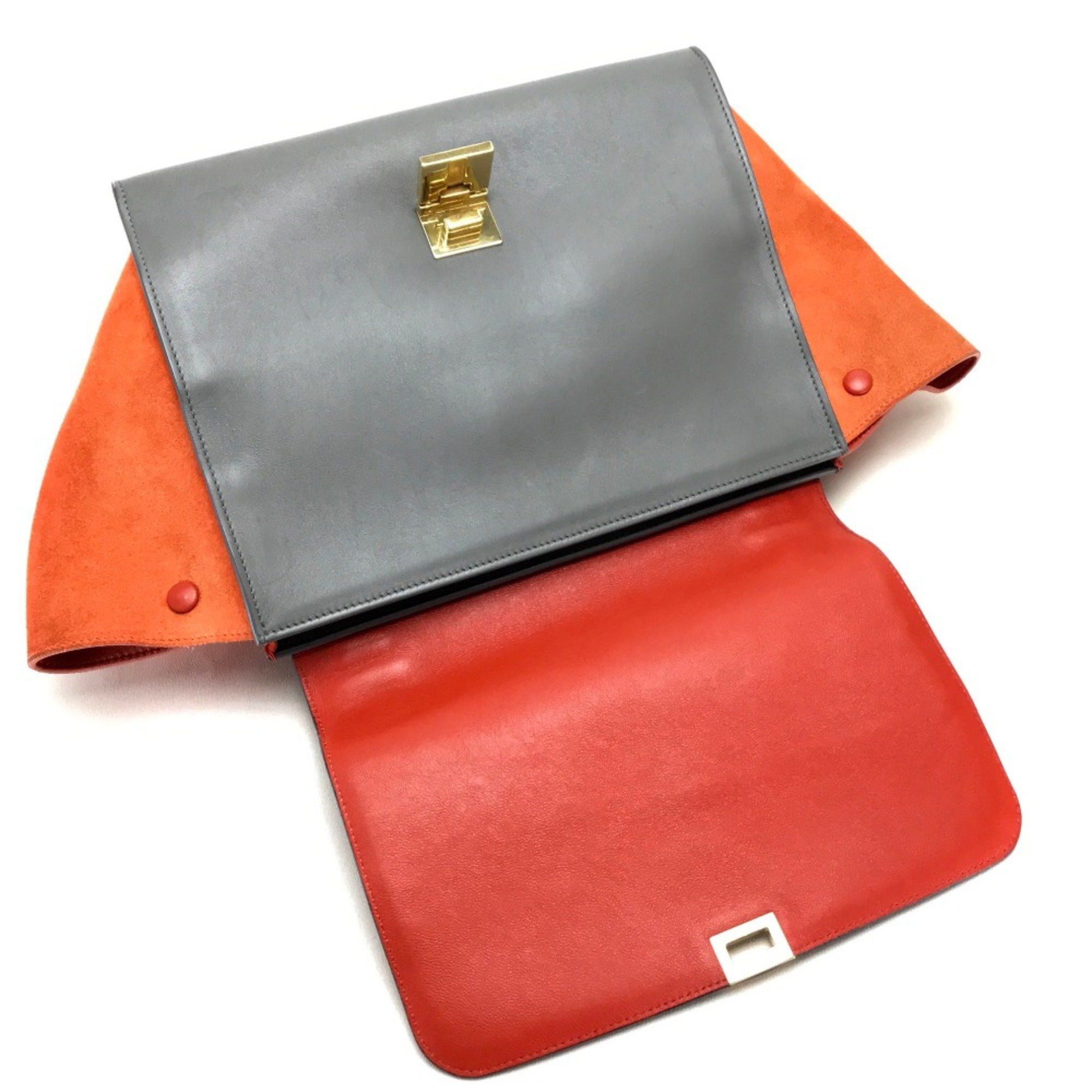 Celine CELINE bag trapeze Shoulder Bag Black Gray x Black x Orange Size ONE SIZE - 10 Thumbnail