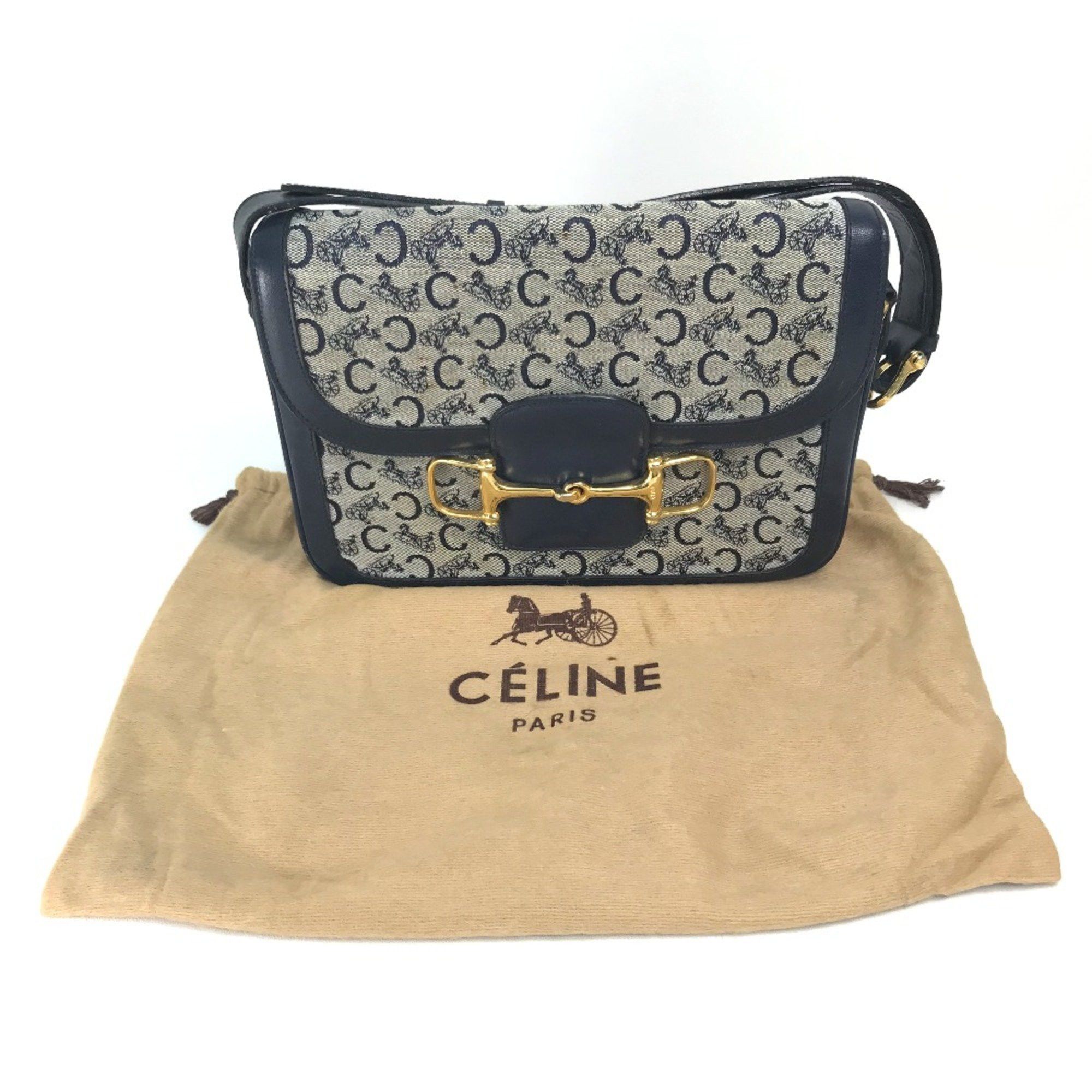 Celine CELINE Old CELINE bag vintage Shoulder Bag Gray x Navy GoldHardware Size ONE SIZE - 13 Thumbnail